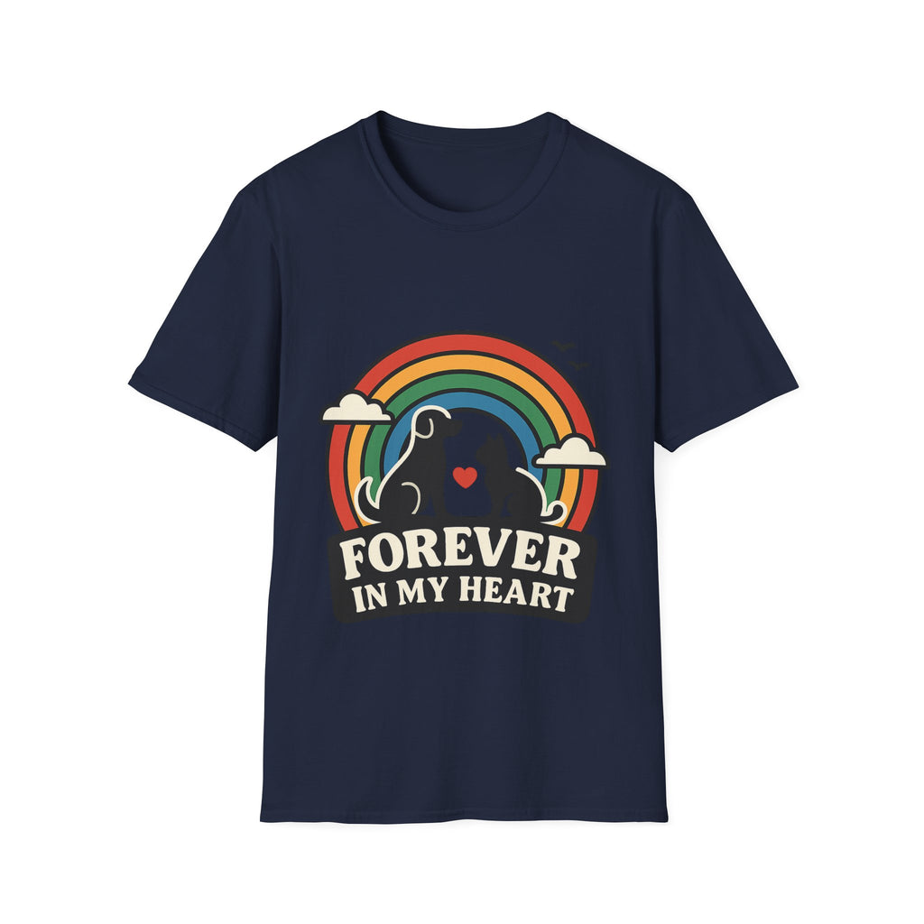 Rainbow Bridge Pet Memorial Shirt, Dog Cat Loss Gift, Forever in My Heart, Pet Remembrance Tee, Sympathy Gift for Pet Owner