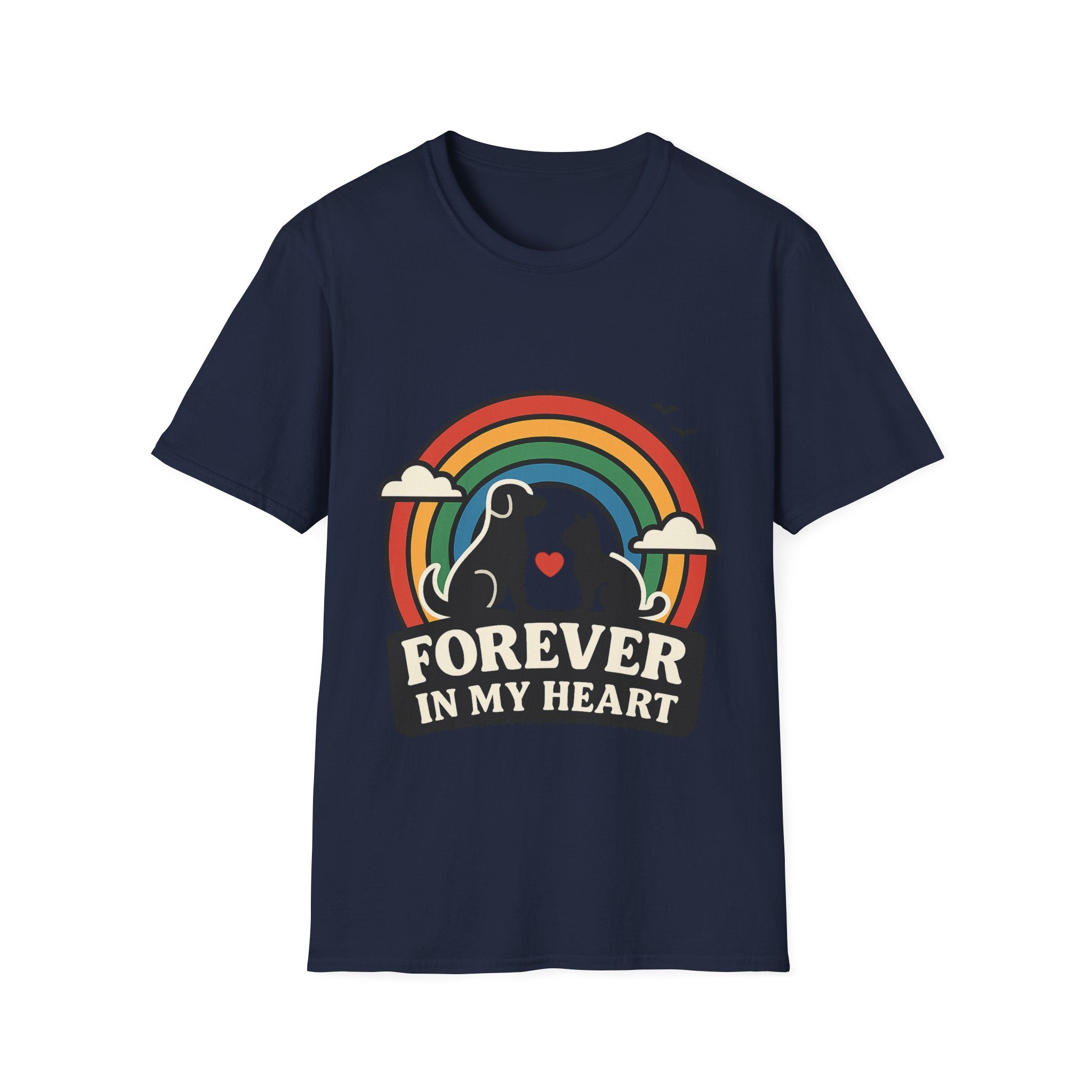 Rainbow Bridge Pet Memorial Shirt, Dog Cat Loss Gift, Forever in My Heart, Pet Remembrance Tee, Sympathy Gift for Pet Owner