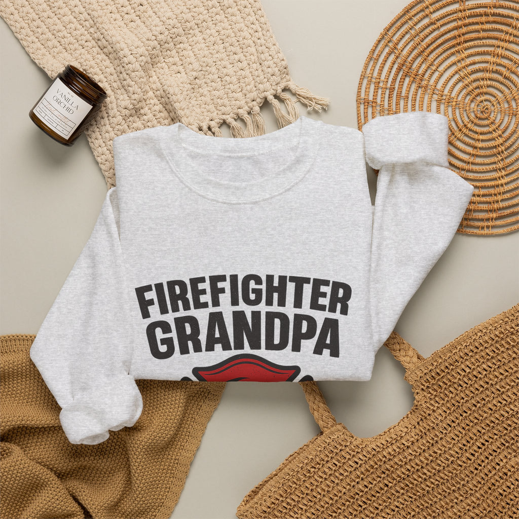 Firefighter Grandpa Sweatshirt My Hero Forever Gift Vintage Fire Station Badge Grandparents Day Fireman Grandfather Shirt