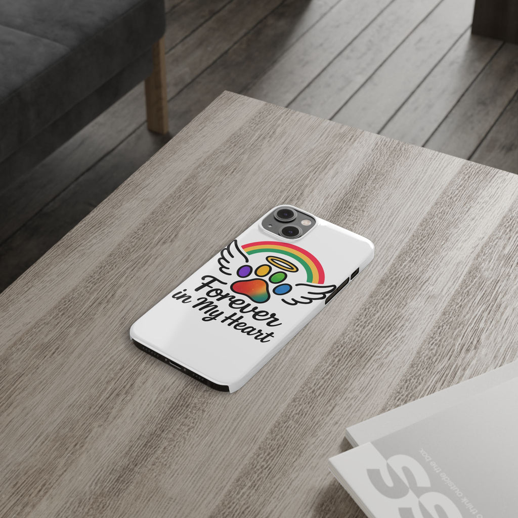 Rainbow Bridge Pet Memorial Phone Case Forever in My Heart Dog Cat Loss Sympathy Gift Remembrance Watercolor Paw Print Angel Pet