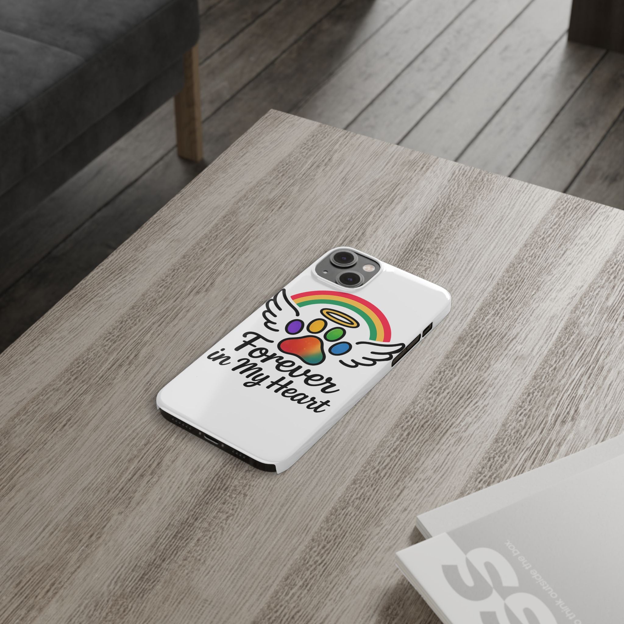 Rainbow Bridge Pet Memorial Phone Case Forever in My Heart Dog Cat Loss Sympathy Gift Remembrance Watercolor Paw Print Angel Pet
