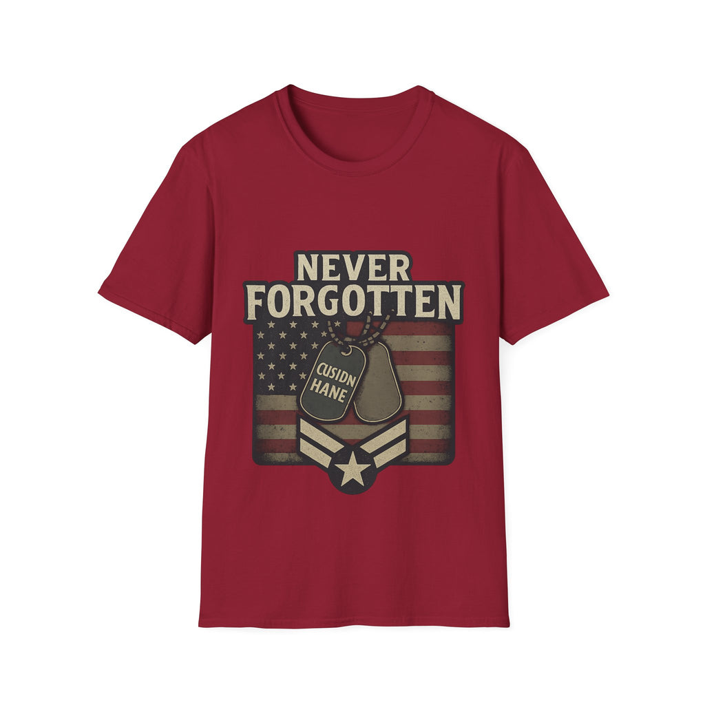 Never Forgotten Veteran Memorial Shirt Custom Name Military Tribute Tee Gold Star Family Gift Personalized Remembrance Tshirt