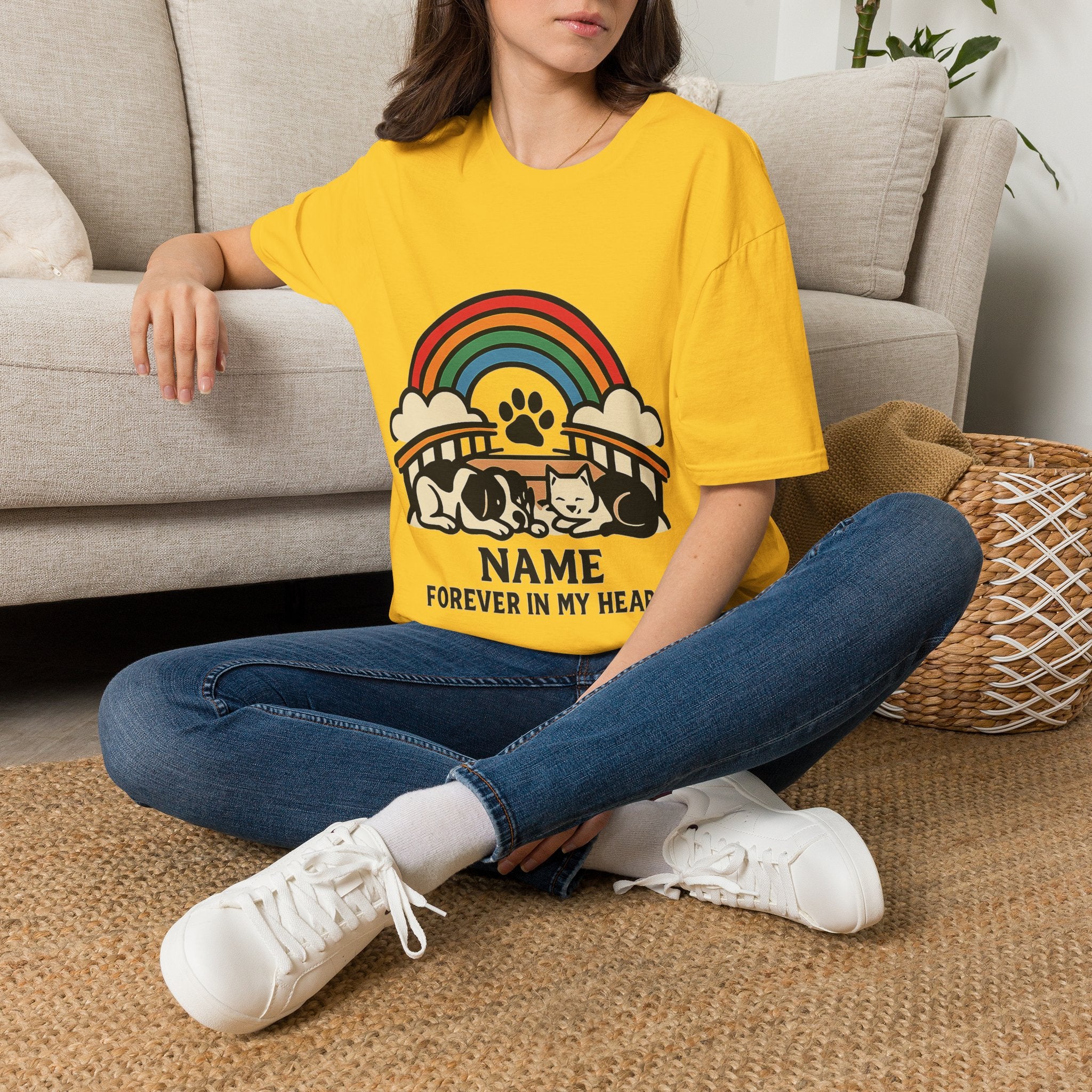 Rainbow Bridge Pet Memorial Shirt, Personalized Dog Cat Loss Gift, Custom Pet Remembrance Tee, Pet Memorial Sympathy Gift