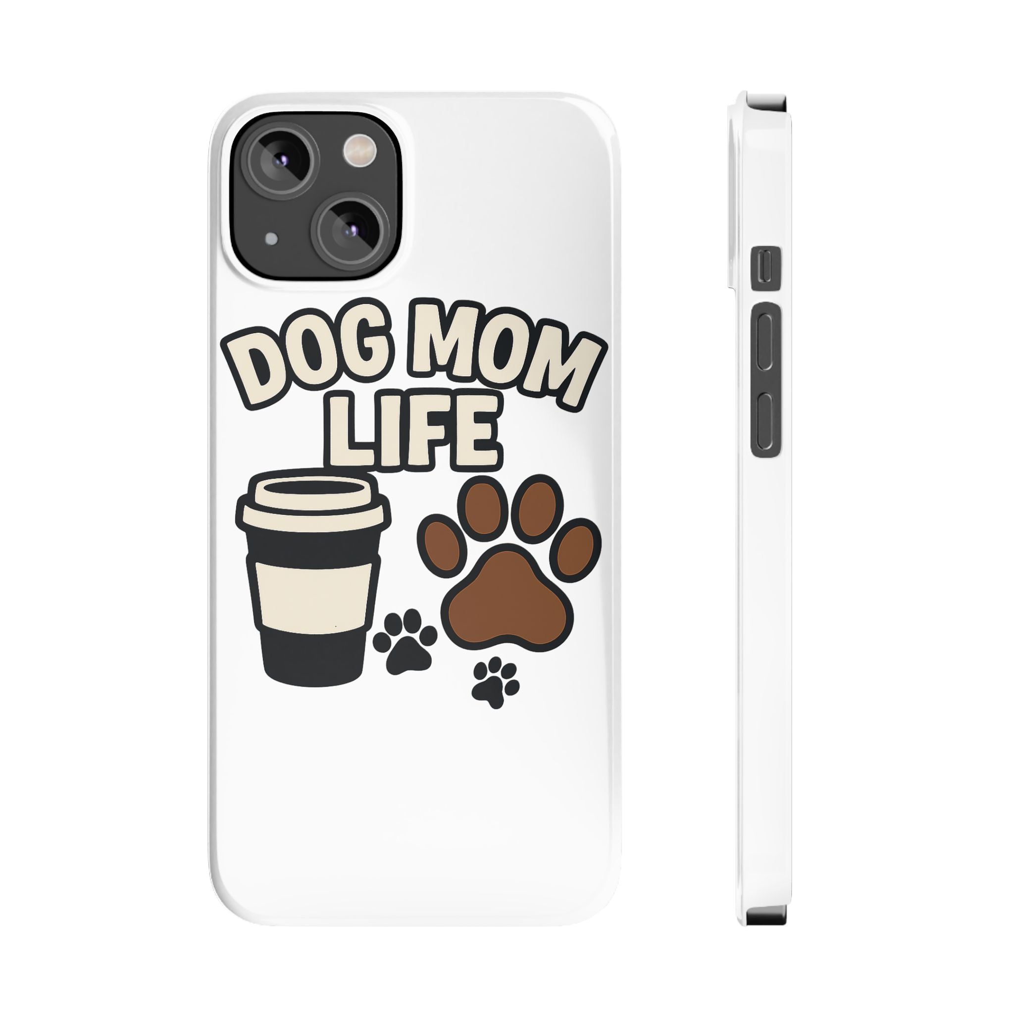 Dog Mom Life Phone Case, Coffee & Paws Illustrated Design, Gift for Dog Lover, Pet Parent Phone Case, Dog Owner Gift