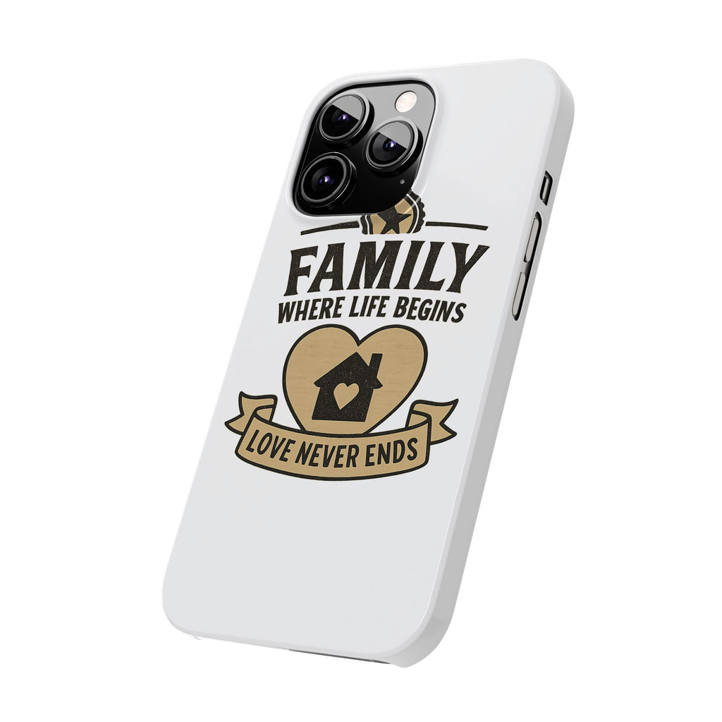 Family Where Life Begins Love Never Ends Phone Case, Rustic Farmhouse Gift for Mom Grandma, Mother's Day Gift, Heart Home Decor