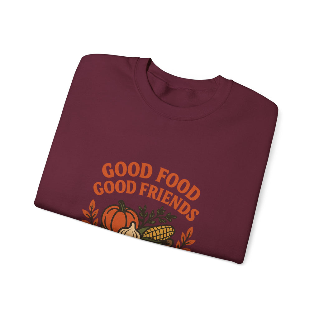 Good Food Good Friends Grateful Heart Sweatshirt, Thanksgiving Hostess Gift, Cooking Sweatshirt, Kitchen Lover Gift, Autumn Cozy Top