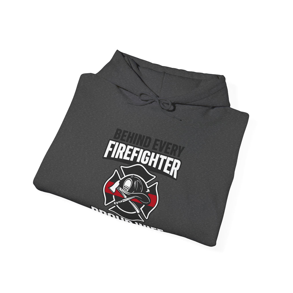 Firefighter Wife Hoodie Behind Every Firefighter Proud Wife Gift Anniversary Thin Red Line Sweatshirt Maltese Cross Support