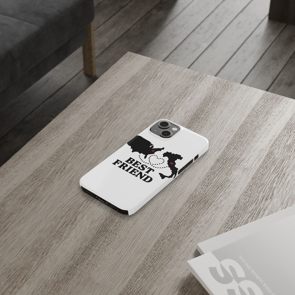 Long Distance Friendship Phone Case Personalized Coordinates Gift Best Friend Custom Location Map Heart Connection BFF