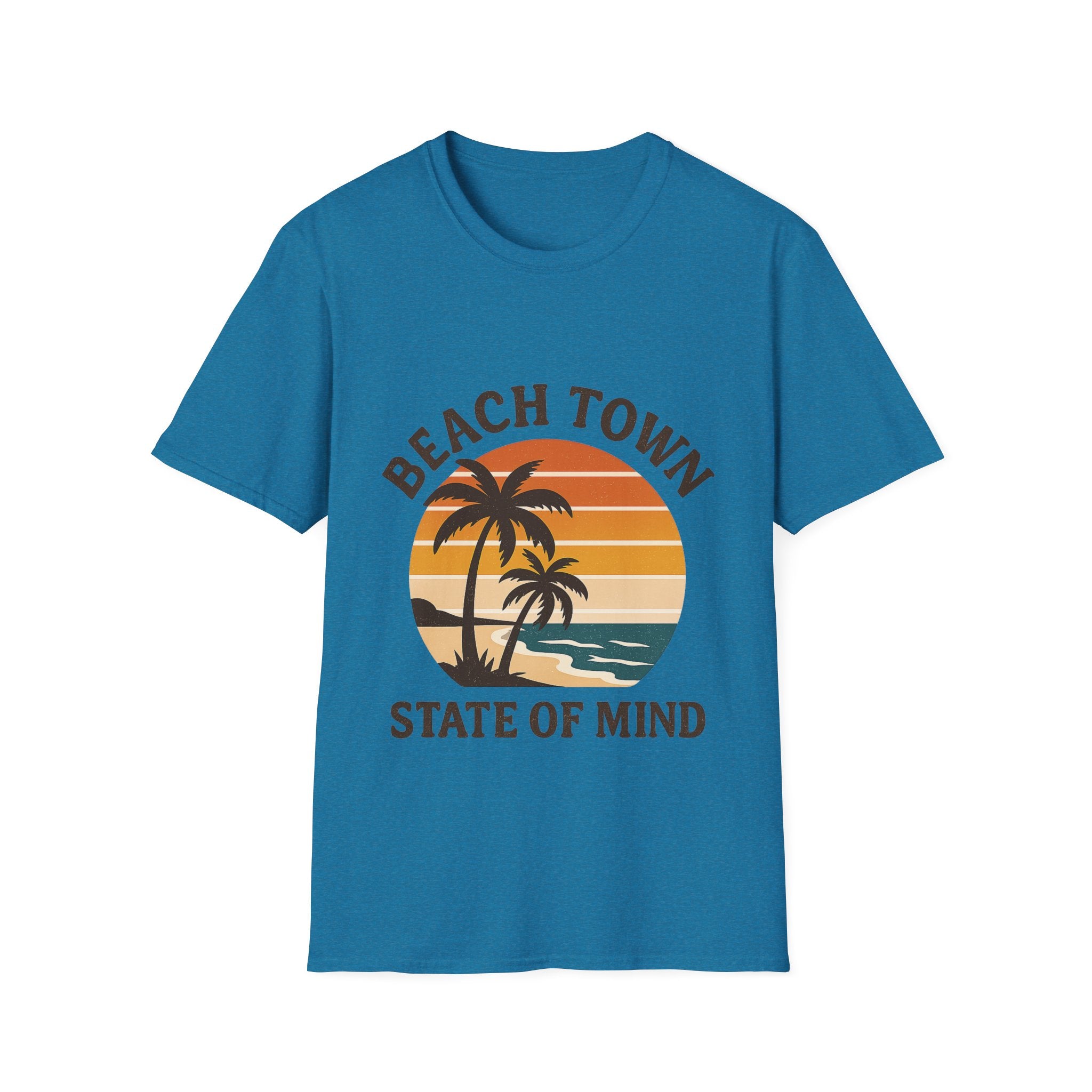 Beach Town State of Mind Shirt, Vintage Sunset Beach Tee, Coastal Living Gift, Palm Tree Vacation Shirt, Retro Beach Lover Gift