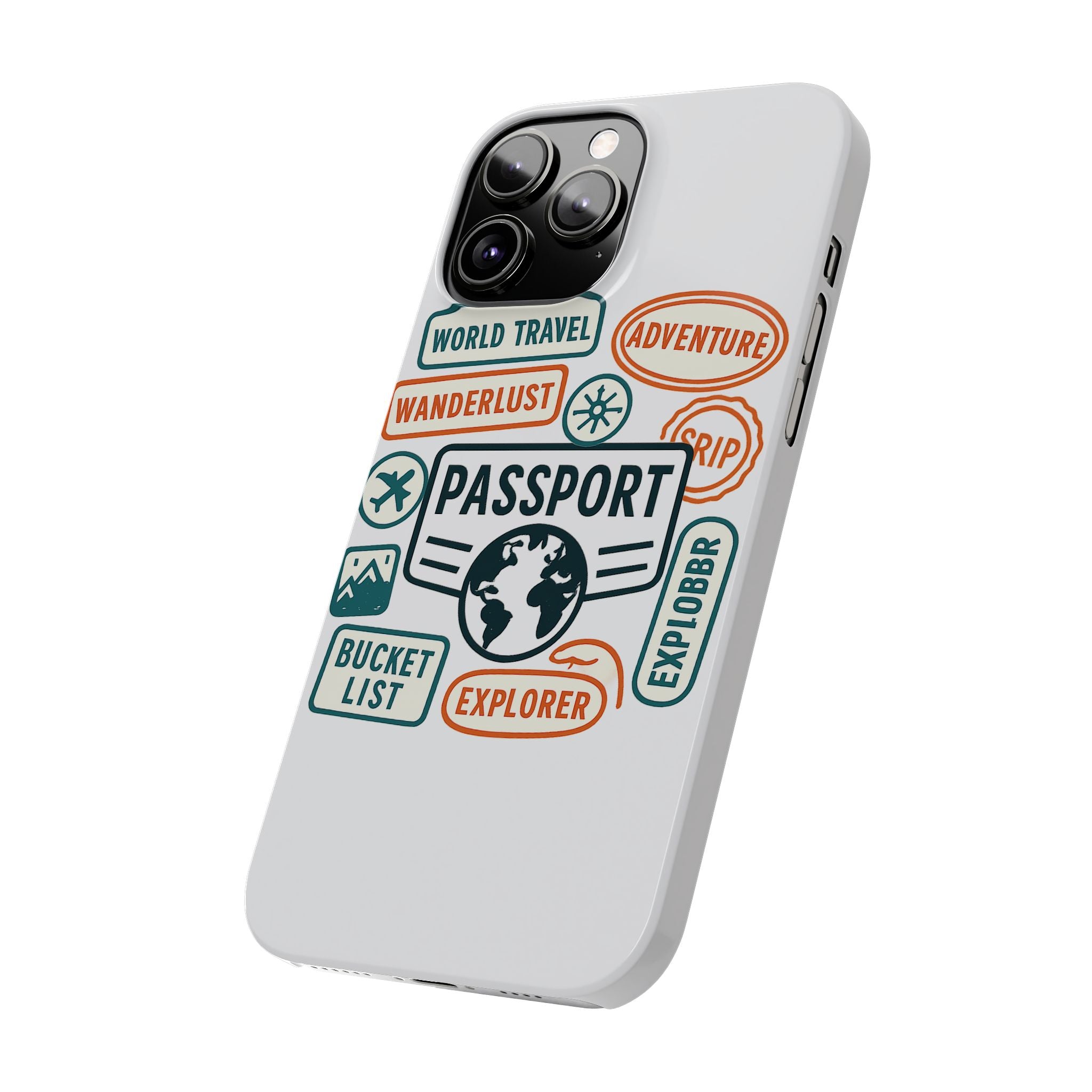 Passport Stamp Phone Case World Travel Gift Wanderlust Adventure Traveler Bucket List Globetrotter Trip Souvenir Explorer Map