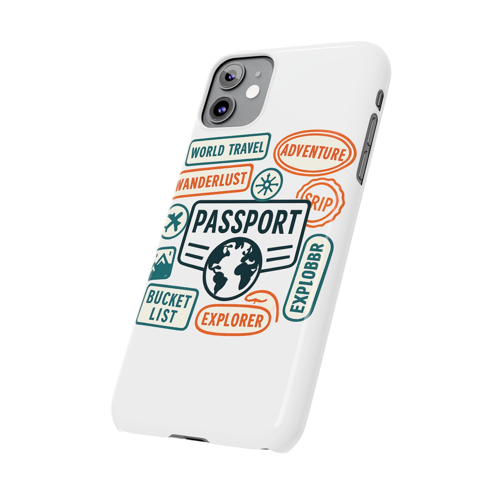 Passport Stamp Phone Case World Travel Gift Wanderlust Adventure Traveler Bucket List Globetrotter Trip Souvenir Explorer Map