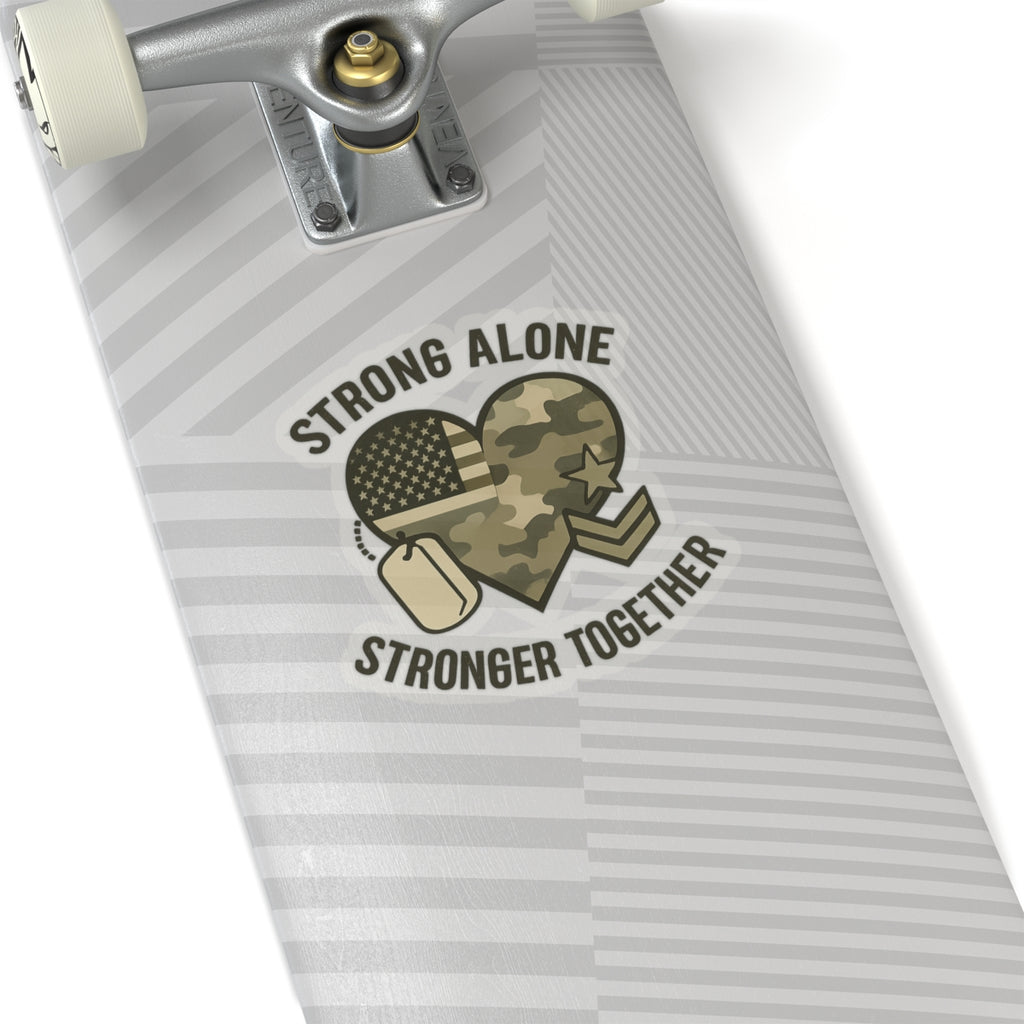 Military Deployment Sticker Strong Alone Stronger Together Camouflage Heart Military Spouse Gift Patriotic励 Army Navy Support