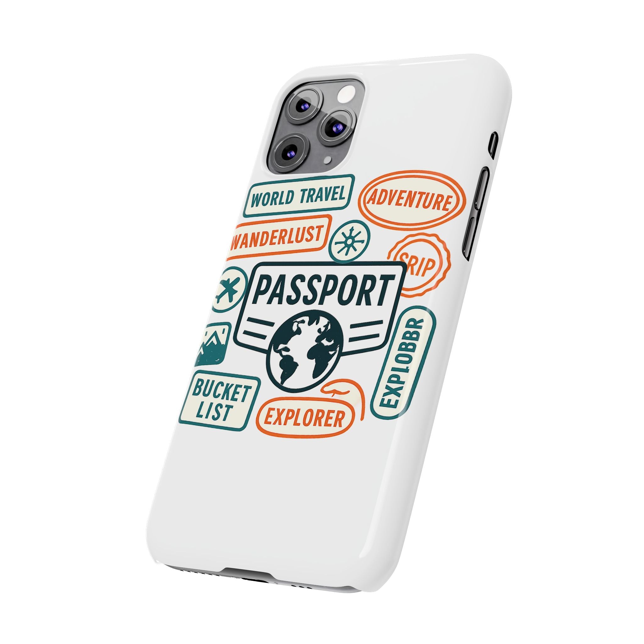 Passport Stamp Phone Case World Travel Gift Wanderlust Adventure Traveler Bucket List Globetrotter Trip Souvenir Explorer Map