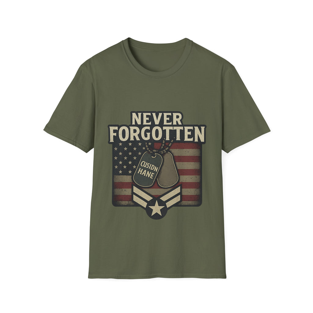 Never Forgotten Veteran Memorial Shirt Custom Name Military Tribute Tee Gold Star Family Gift Personalized Remembrance Tshirt