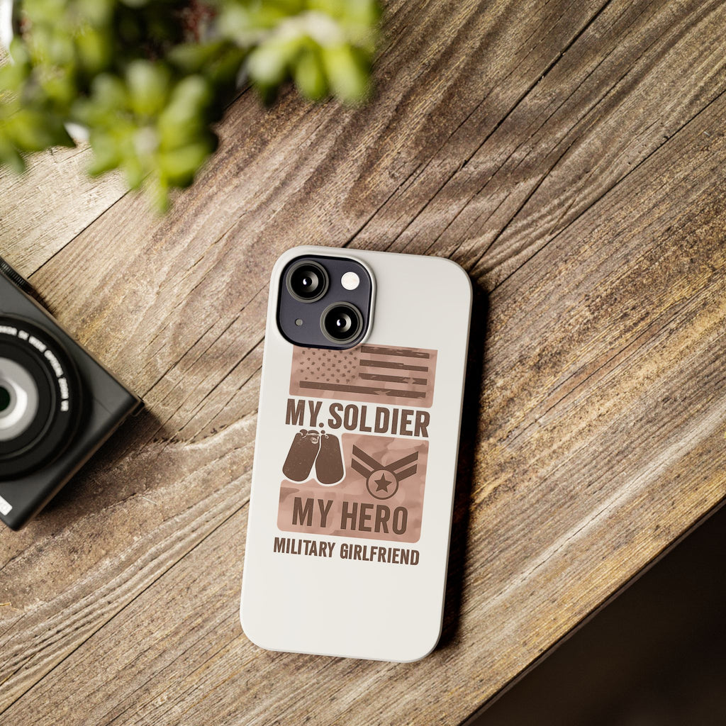 Military Girlfriend Phone Case Rose Gold Camouflage My Soldier My Hero Gift for Army Navy Air Force Girlfriend
