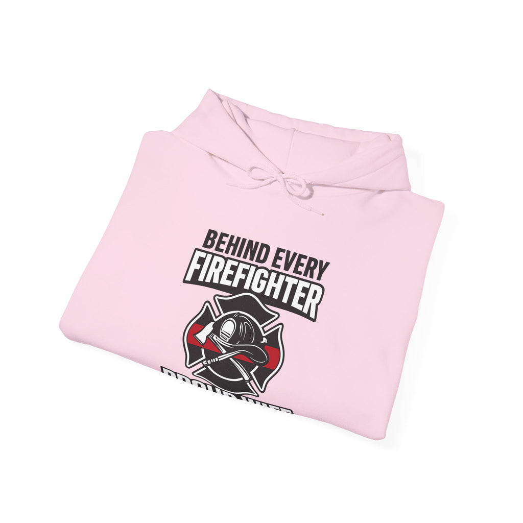 Firefighter Wife Hoodie Behind Every Firefighter Proud Wife Gift Anniversary Thin Red Line Sweatshirt Maltese Cross Support