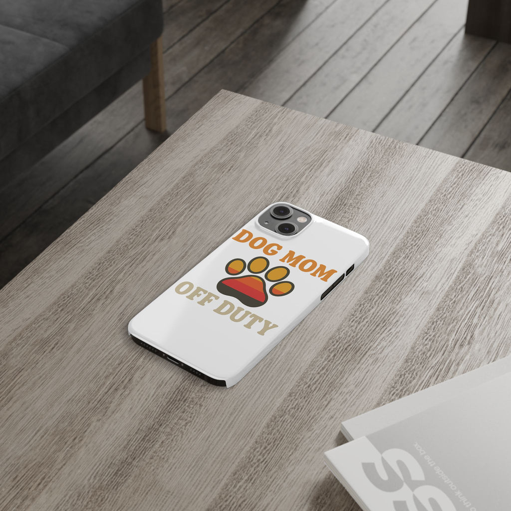 Dog Mom Off Duty Phone Case Retro 70s Vintage Dog Lover Gift Paw Print iPhone Samsung Galaxy Case Funny Pet Owner Gift
