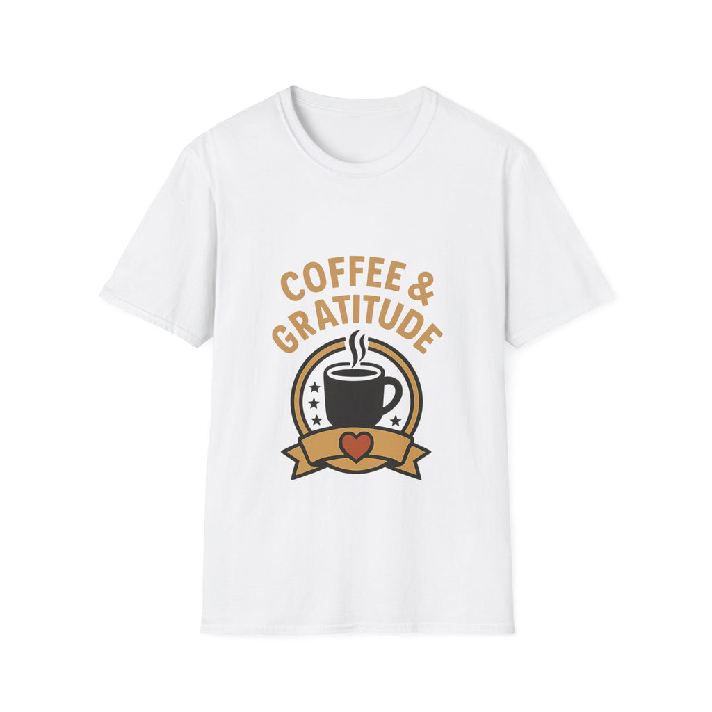 Coffee & Gratitude Shirt, Mindful Living Tee, Self Care Gift for Women, Positive Vibes T-Shirt, Grateful Heart Appreciation Top
