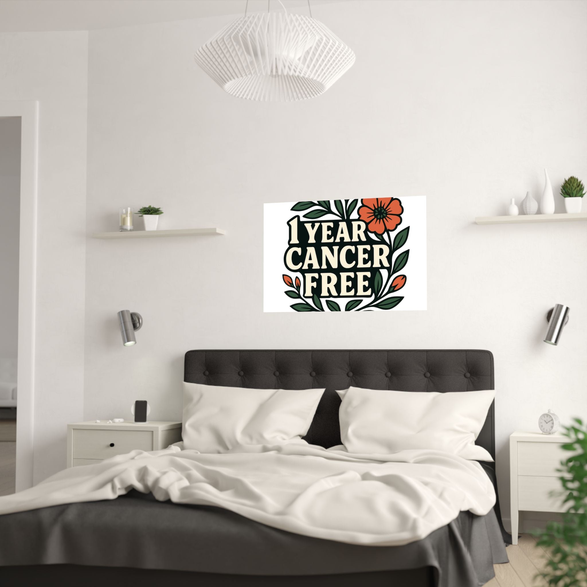 1 Year Cancer Free Poster, Botanical Growth Anniversary Gift, Cancer Survivor Milestone Wall Art, Hope & Healing Decor