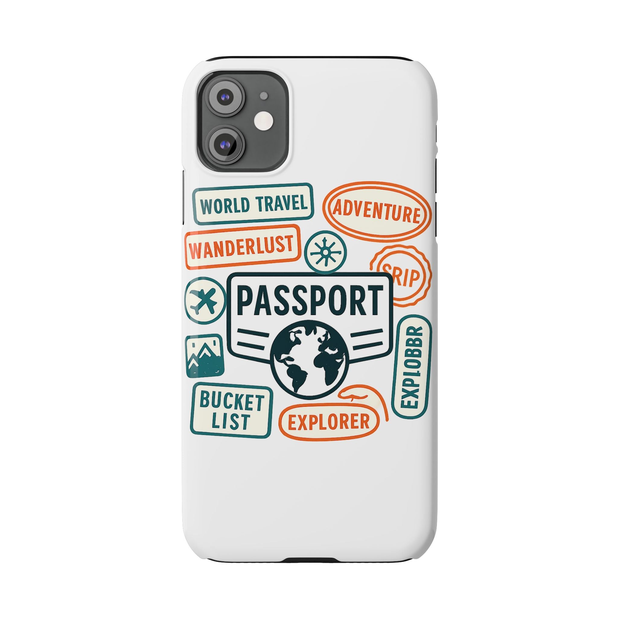Passport Stamp Phone Case World Travel Gift Wanderlust Adventure Traveler Bucket List Globetrotter Trip Souvenir Explorer Map