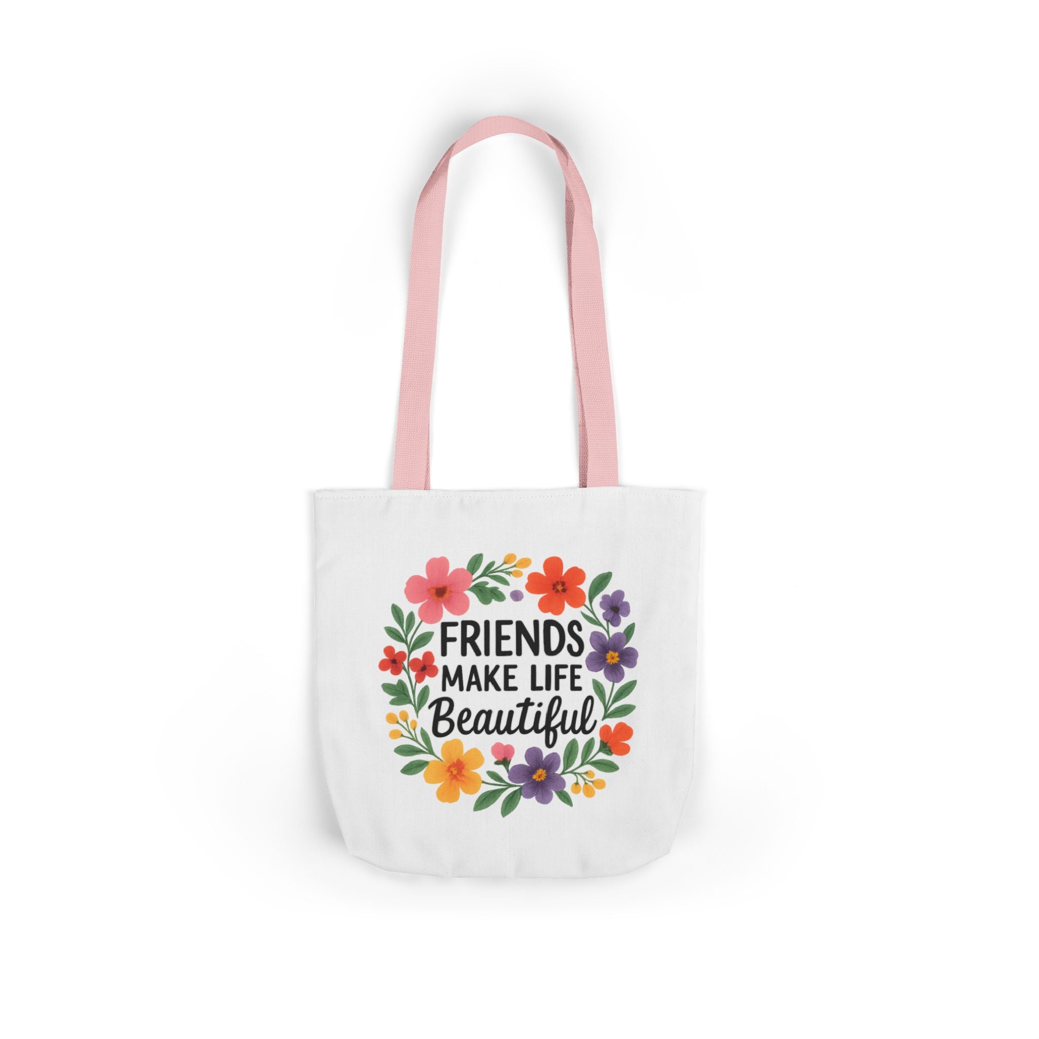 Friends Make Life Beautiful Tote Bag Gift for Best Friend Appreciation Watercolor Floral Thank You Friendship Quote Canvas Bag