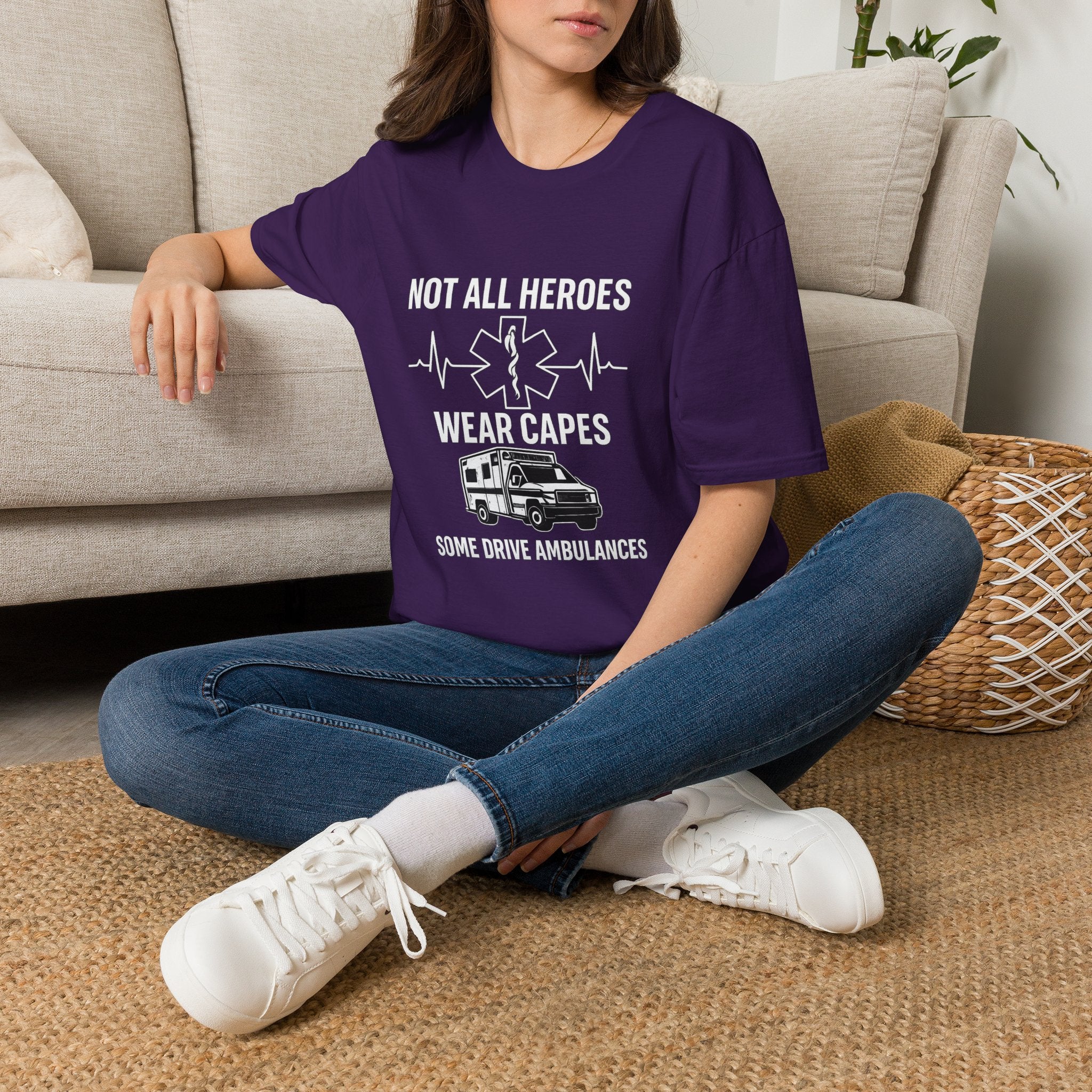 Not All Heroes Wear Capes Some Drive Ambulances Shirt, EMS Paramedic Gift, EMT Appreciation Tee, Star of Life, Thin White Line