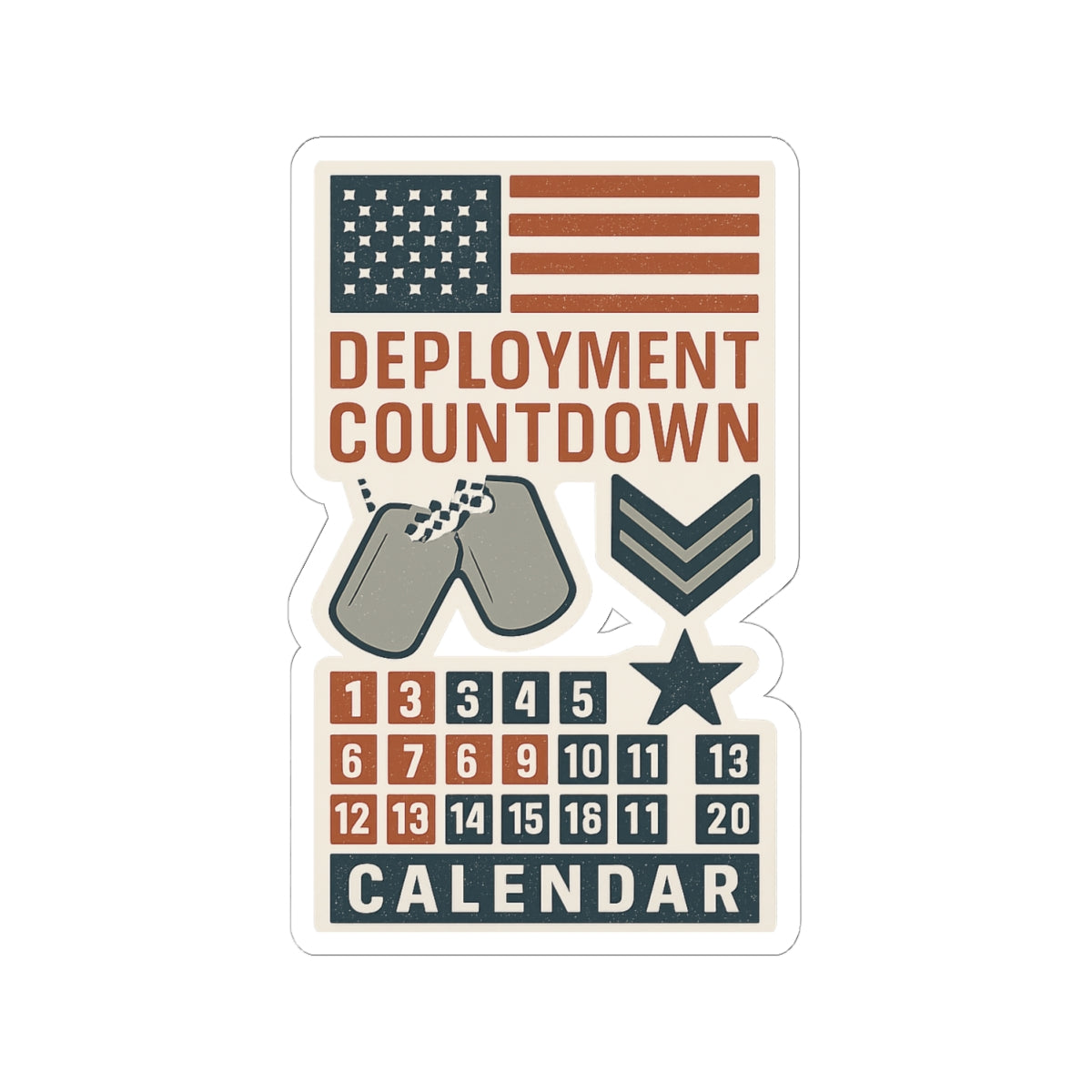 Deployment Countdown Calendar Sticker Sheet | Military Homecoming Tracker | Armed Forces Family Gift | Patriotic Planner Decor