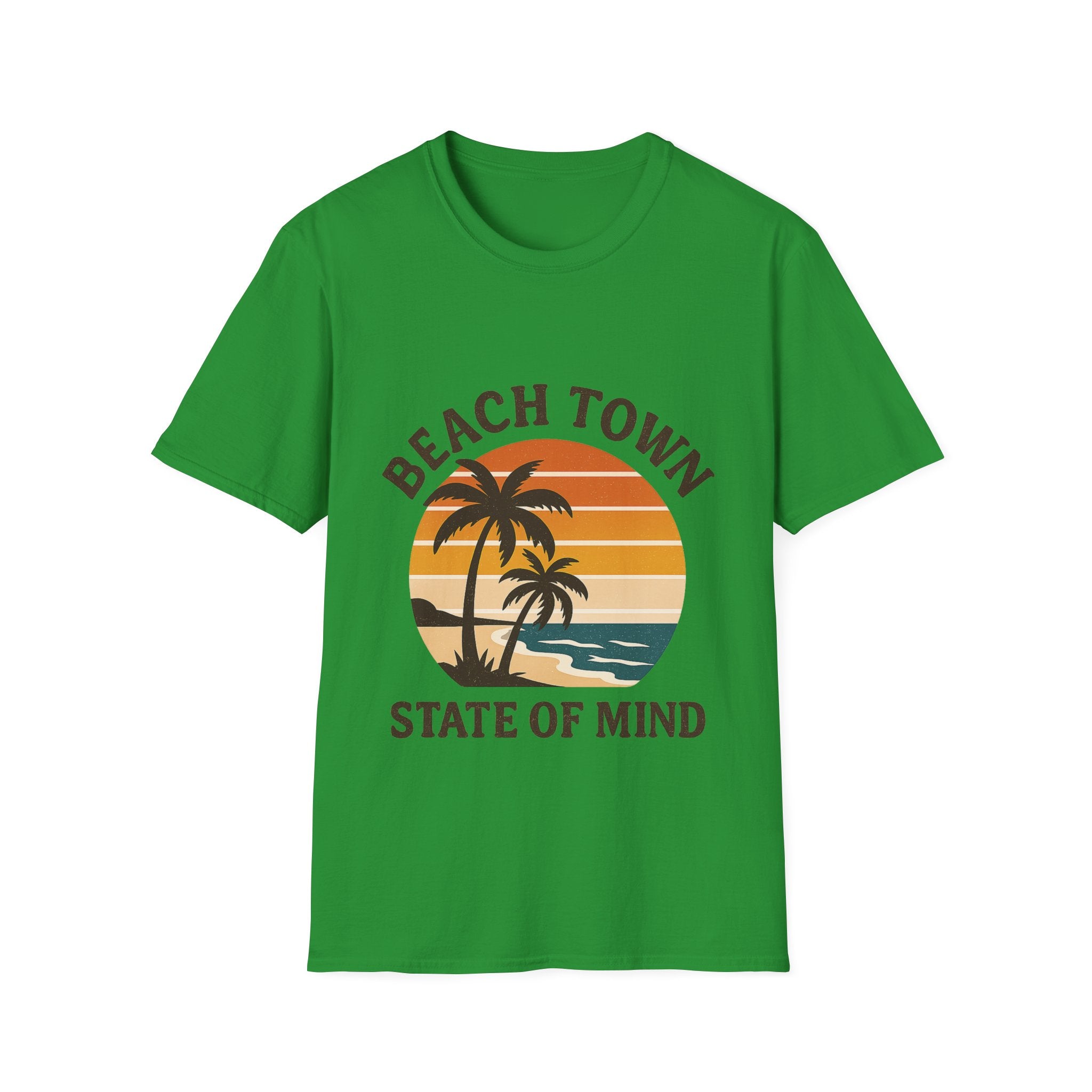 Beach Town State of Mind Shirt, Vintage Sunset Beach Tee, Coastal Living Gift, Palm Tree Vacation Shirt, Retro Beach Lover Gift