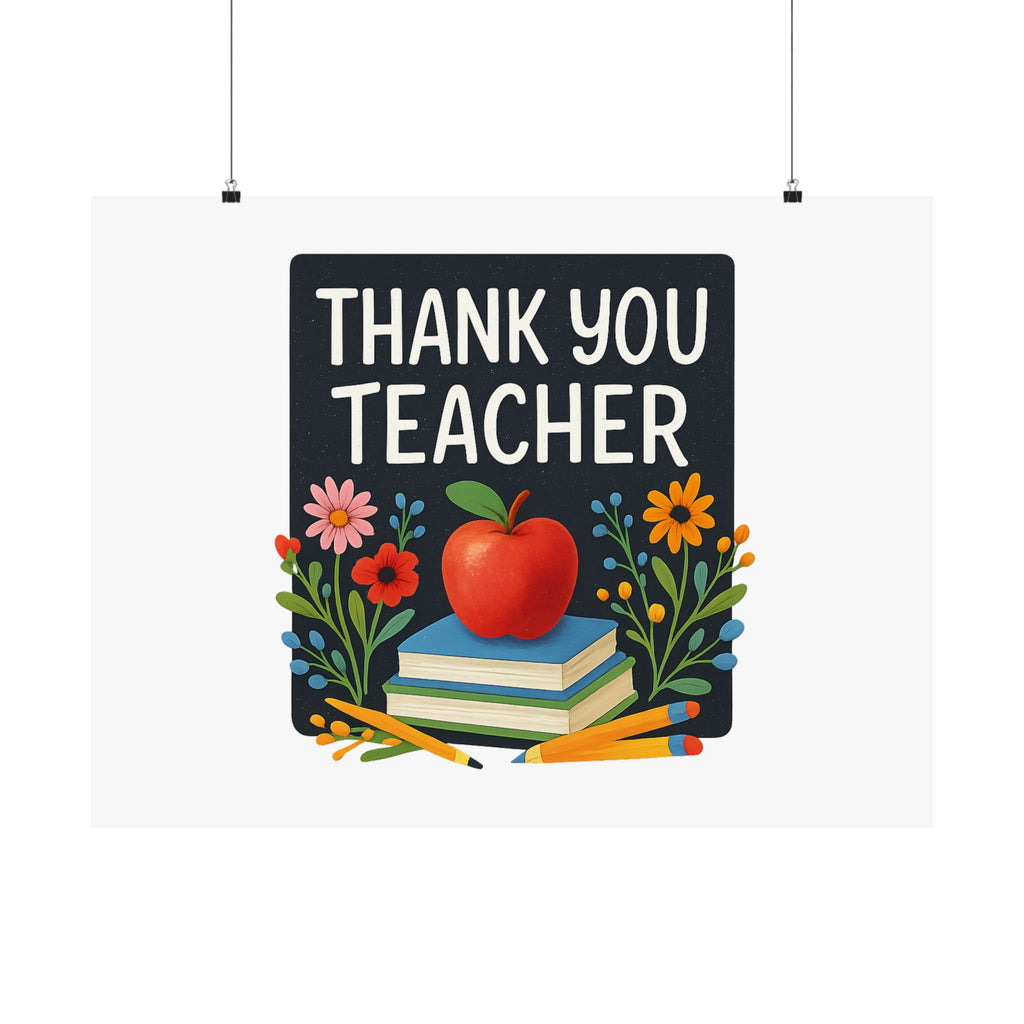 Thank You Teacher Gift Watercolor Wildflower Poster, Classroom Decor, End of School Year Gift, Teacher Appreciation Print