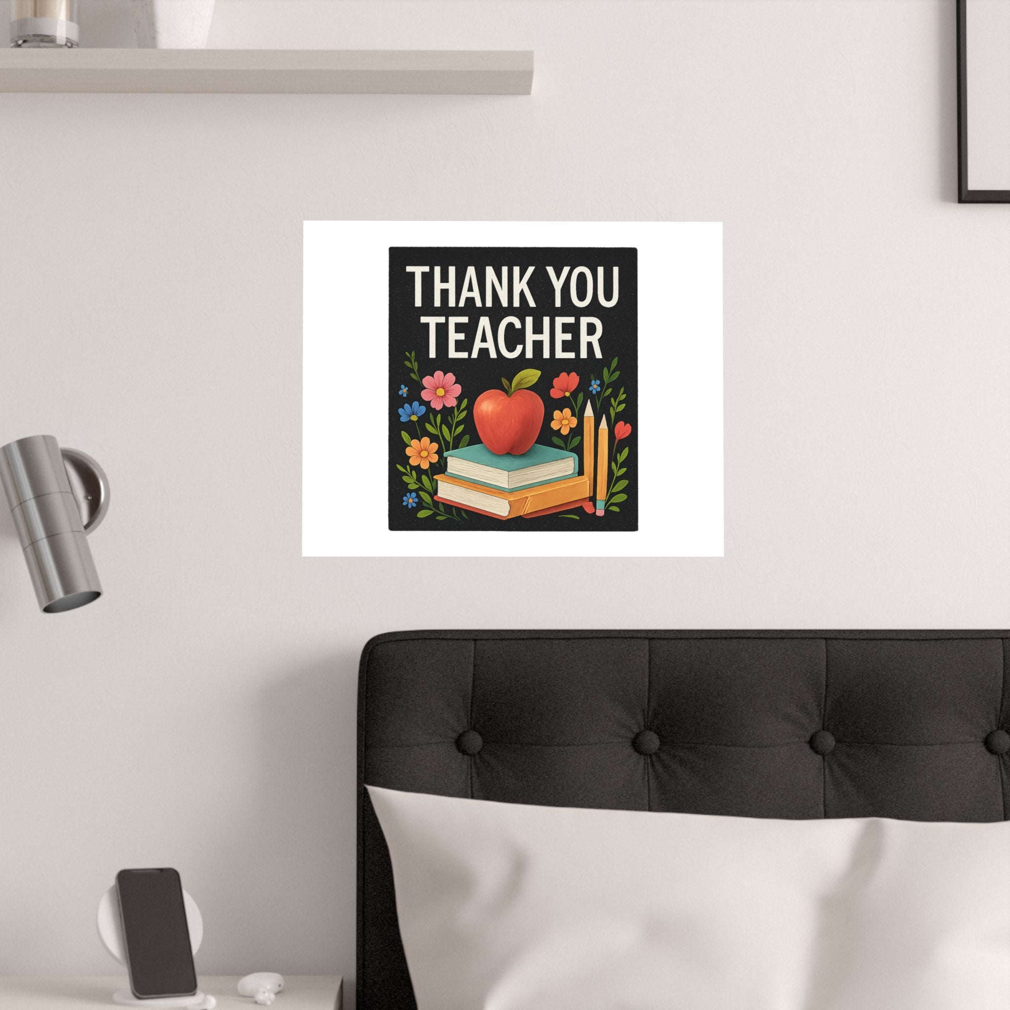 Thank You Teacher Gift Poster, Wildflower Watercolor Classroom Decor, Teacher Appreciation Wall Art, End of Year Gift