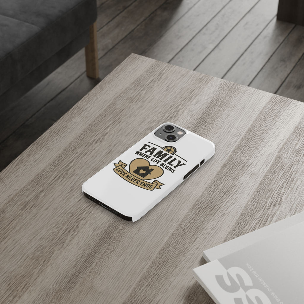 Family Where Life Begins Love Never Ends Phone Case, Rustic Farmhouse Gift for Mom Grandma, Mother's Day Gift, Heart Home Decor