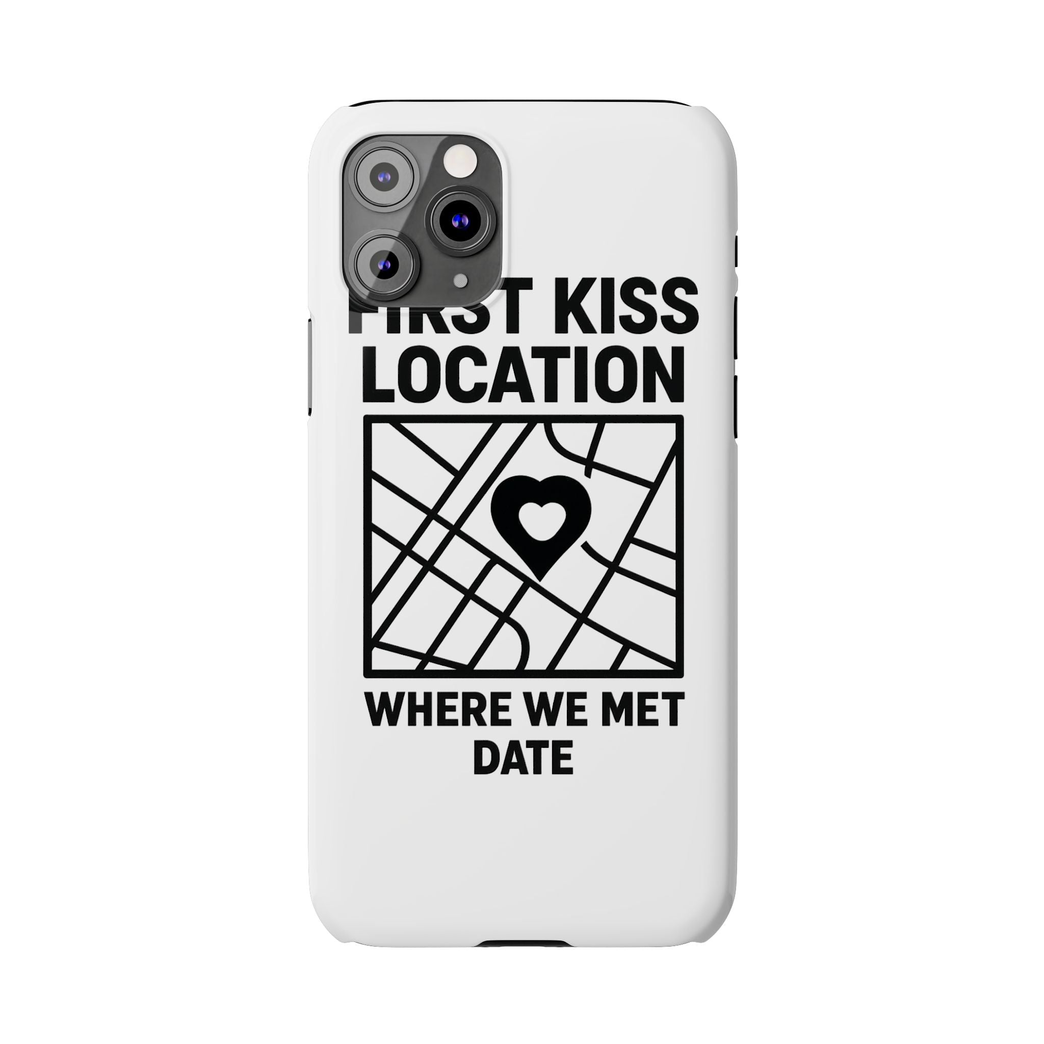 First Kiss Location Phone Case Custom Map Where We Met Anniversary Gift Personalized Couples Phone Case Heart Marker