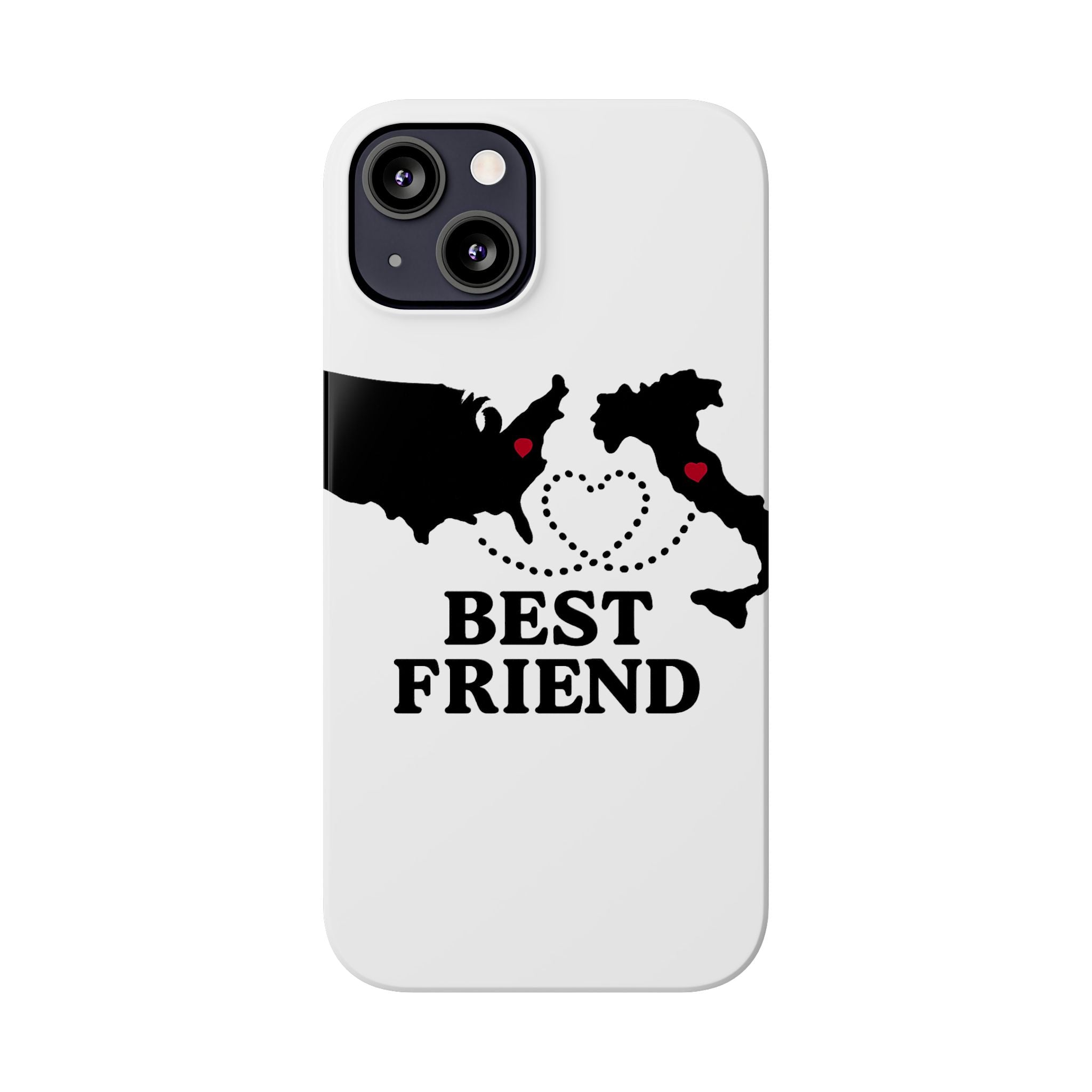 Long Distance Friendship Phone Case Personalized Coordinates Gift Best Friend Custom Location Map Heart Connection BFF