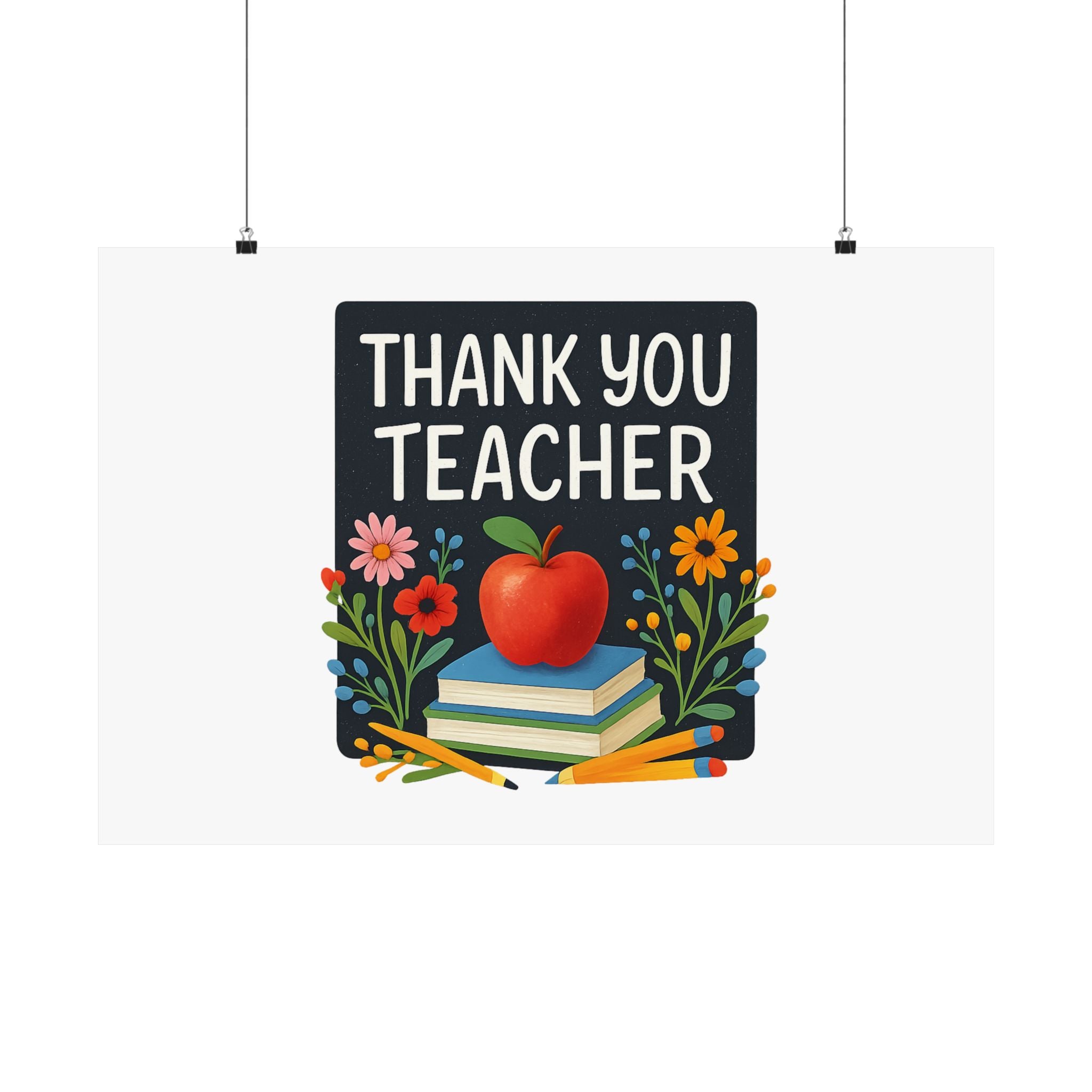 Thank You Teacher Gift Watercolor Wildflower Poster, Classroom Decor, End of School Year Gift, Teacher Appreciation Print