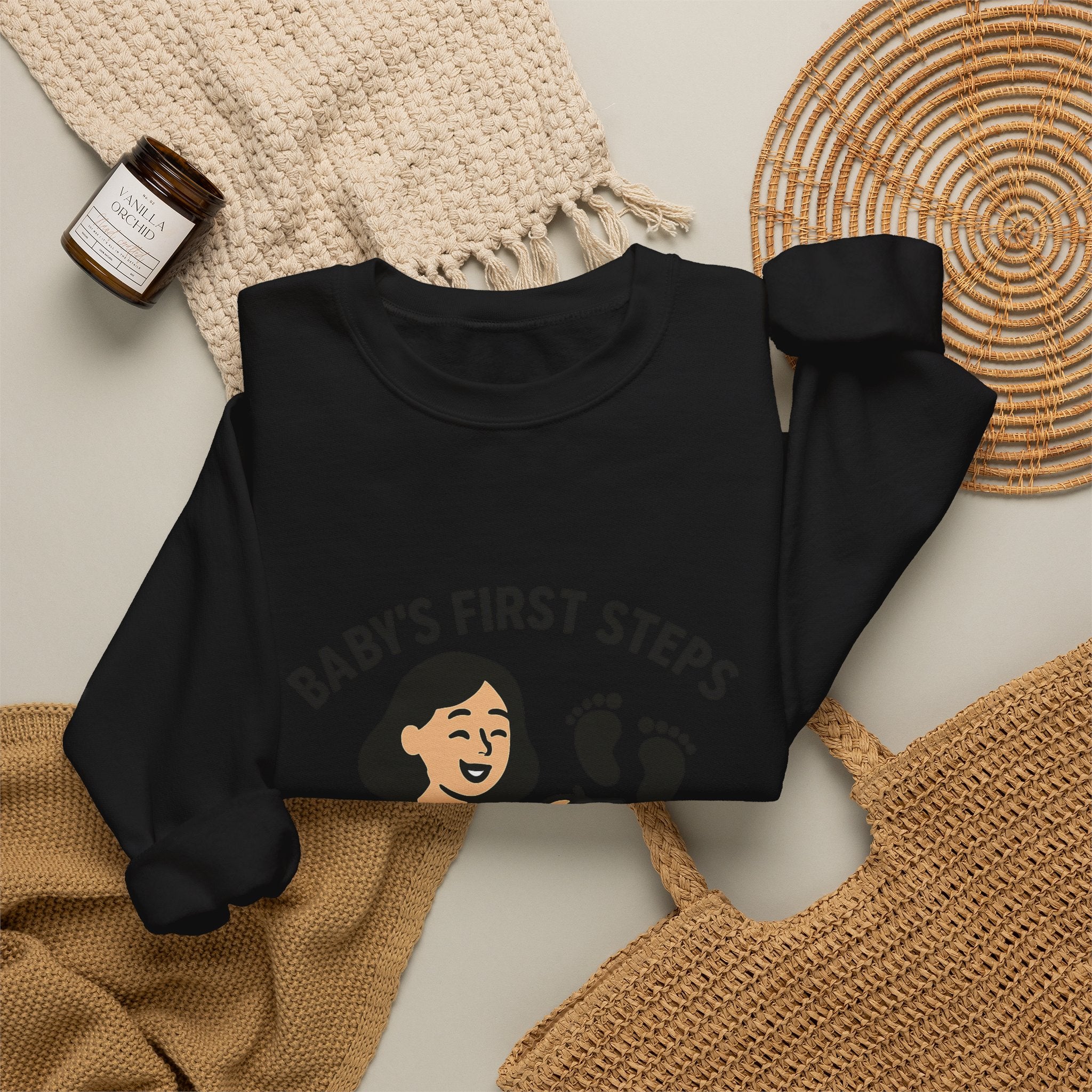 Baby's First Steps Sweatshirt, New Mom Gift, First Walking Milestone, Baby Footprint Shirt, Proud Mom Sweatshirt, Toddler Milestone