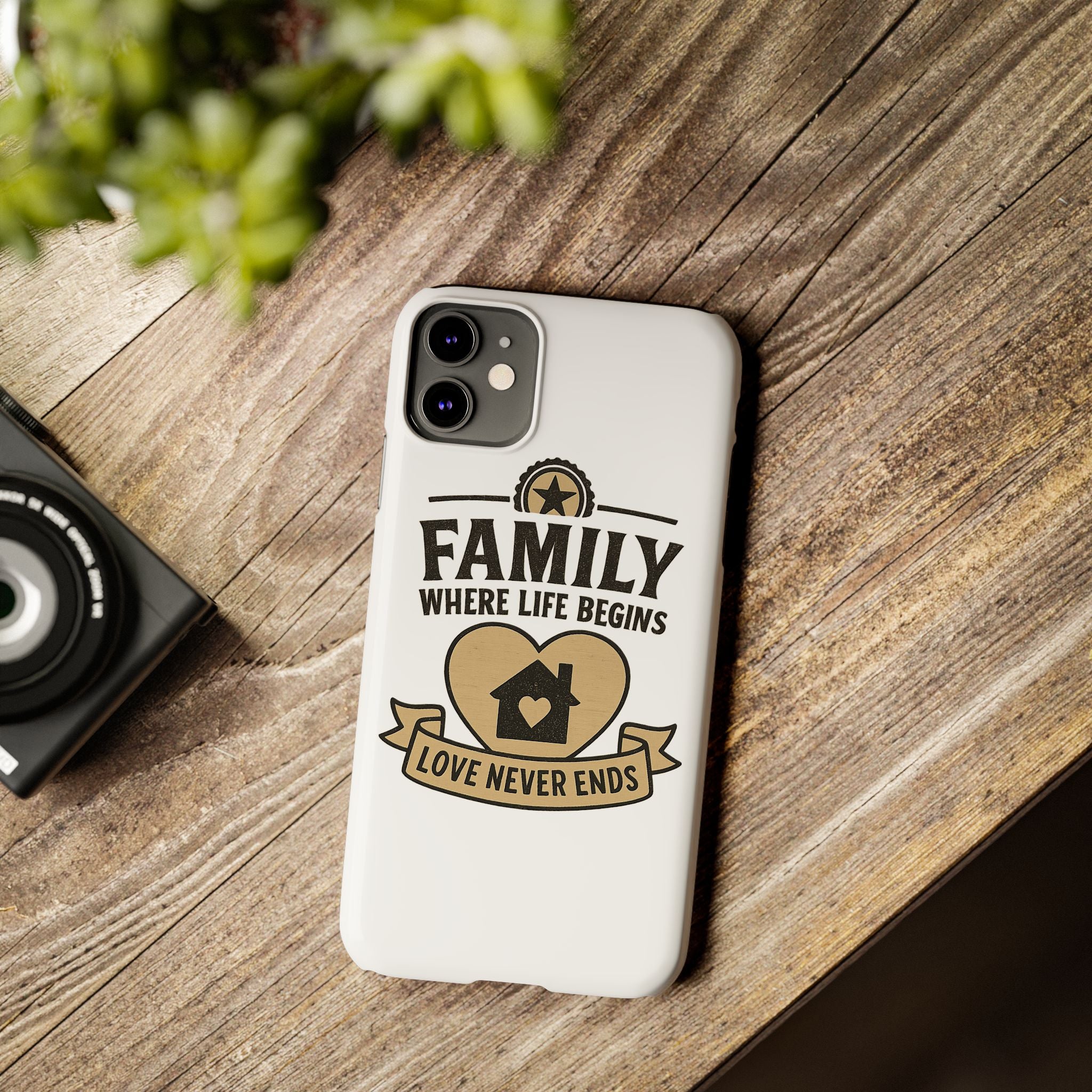 Family Where Life Begins Love Never Ends Phone Case, Rustic Farmhouse Gift for Mom Grandma, Mother's Day Gift, Heart Home Decor