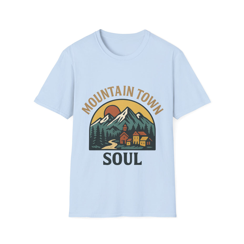 Mountain Town Soul Vintage Hiking Tee Raised on Mountain Air Shirt Wilderness Outdoor Adventure Gift Alpine Heritage Retro Tshirt