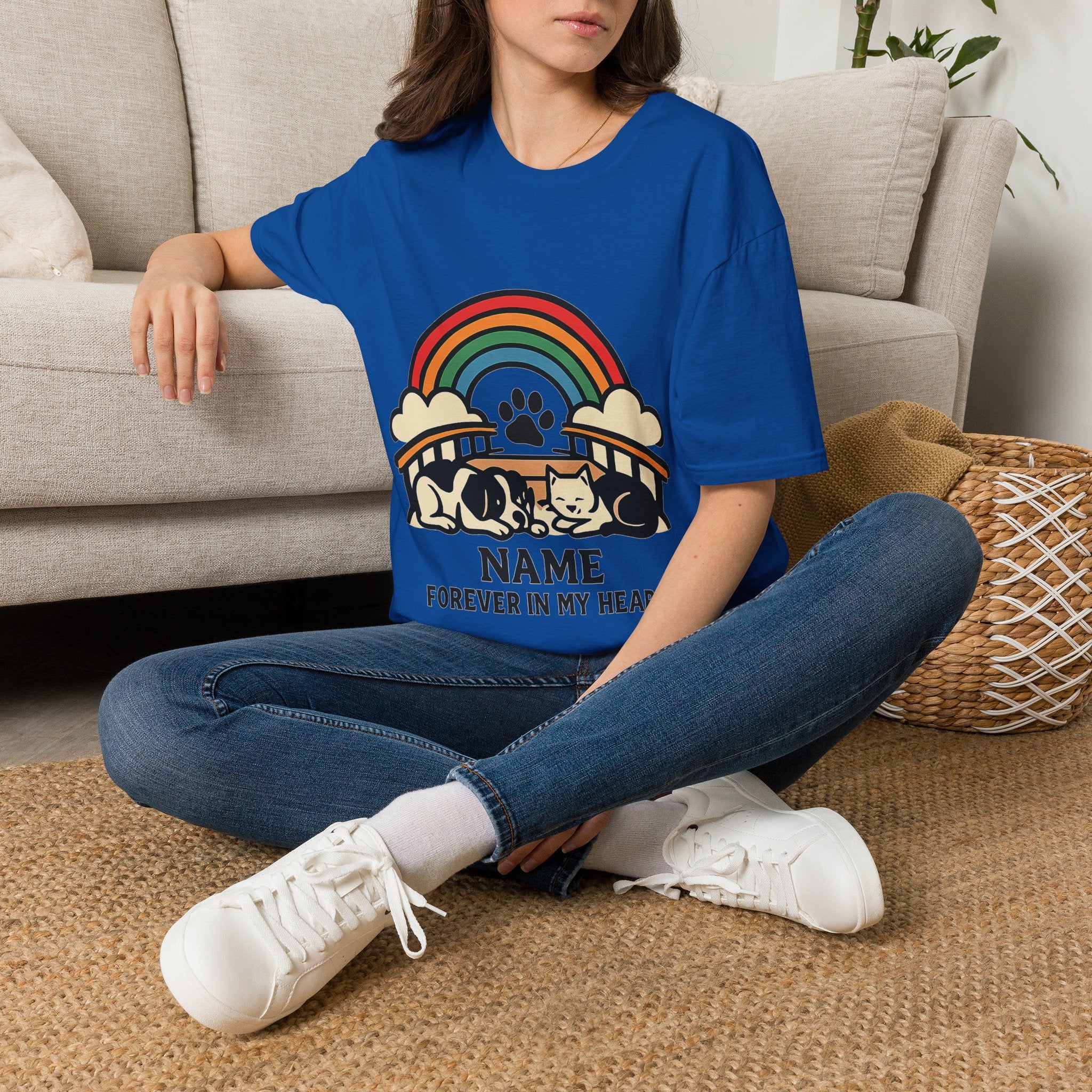 Rainbow Bridge Pet Memorial Shirt, Personalized Dog Cat Loss Gift, Custom Pet Remembrance Tee, Pet Memorial Sympathy Gift