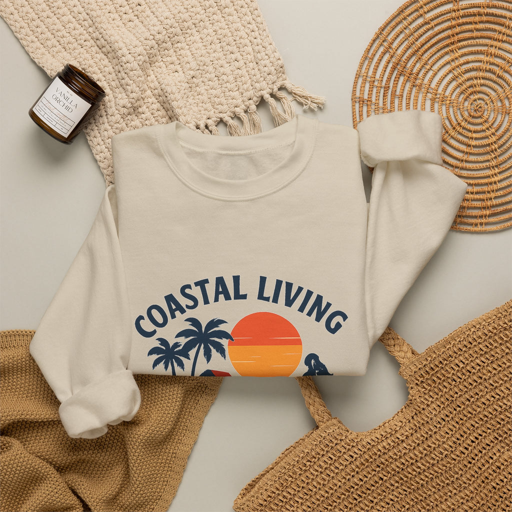 Beach Town Sunset Sweatshirt Coastal Living Salt Air Sun-Kissed Hair Ocean Vibes Vacation Gift Nautical Crewneck Surfer Beach Lover