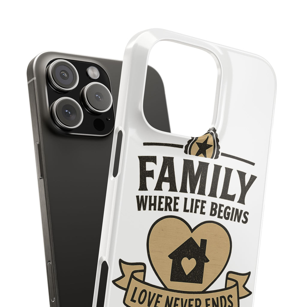 Family Where Life Begins Love Never Ends Phone Case, Rustic Farmhouse Gift for Mom Grandma, Mother's Day Gift, Heart Home Decor