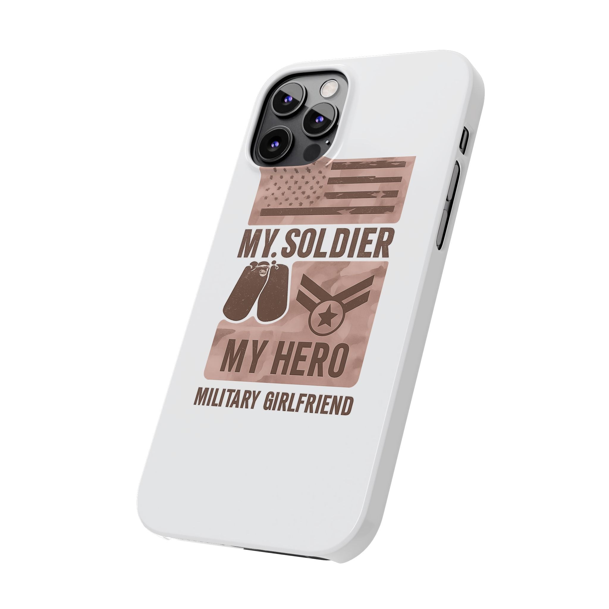 Military Girlfriend Phone Case Rose Gold Camouflage My Soldier My Hero Gift for Army Navy Air Force Girlfriend