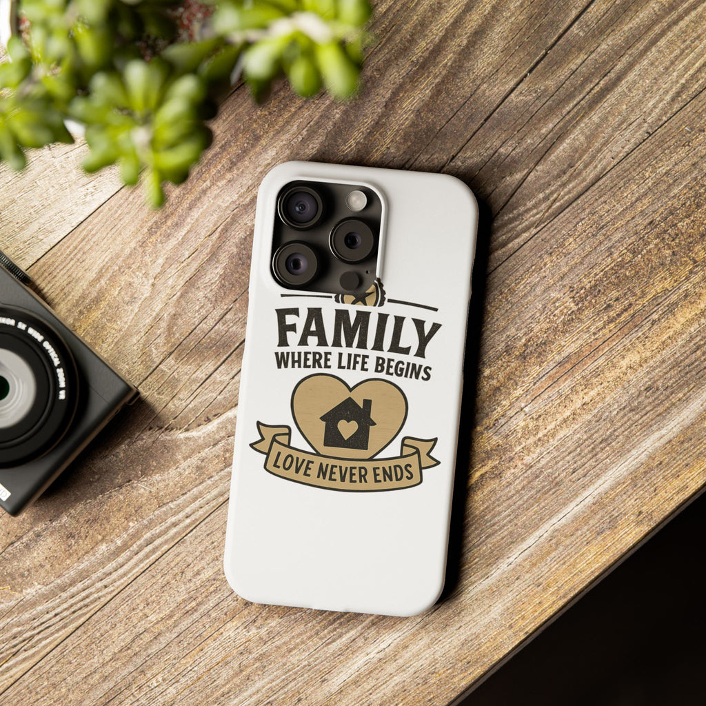 Family Where Life Begins Love Never Ends Phone Case, Rustic Farmhouse Gift for Mom Grandma, Mother's Day Gift, Heart Home Decor