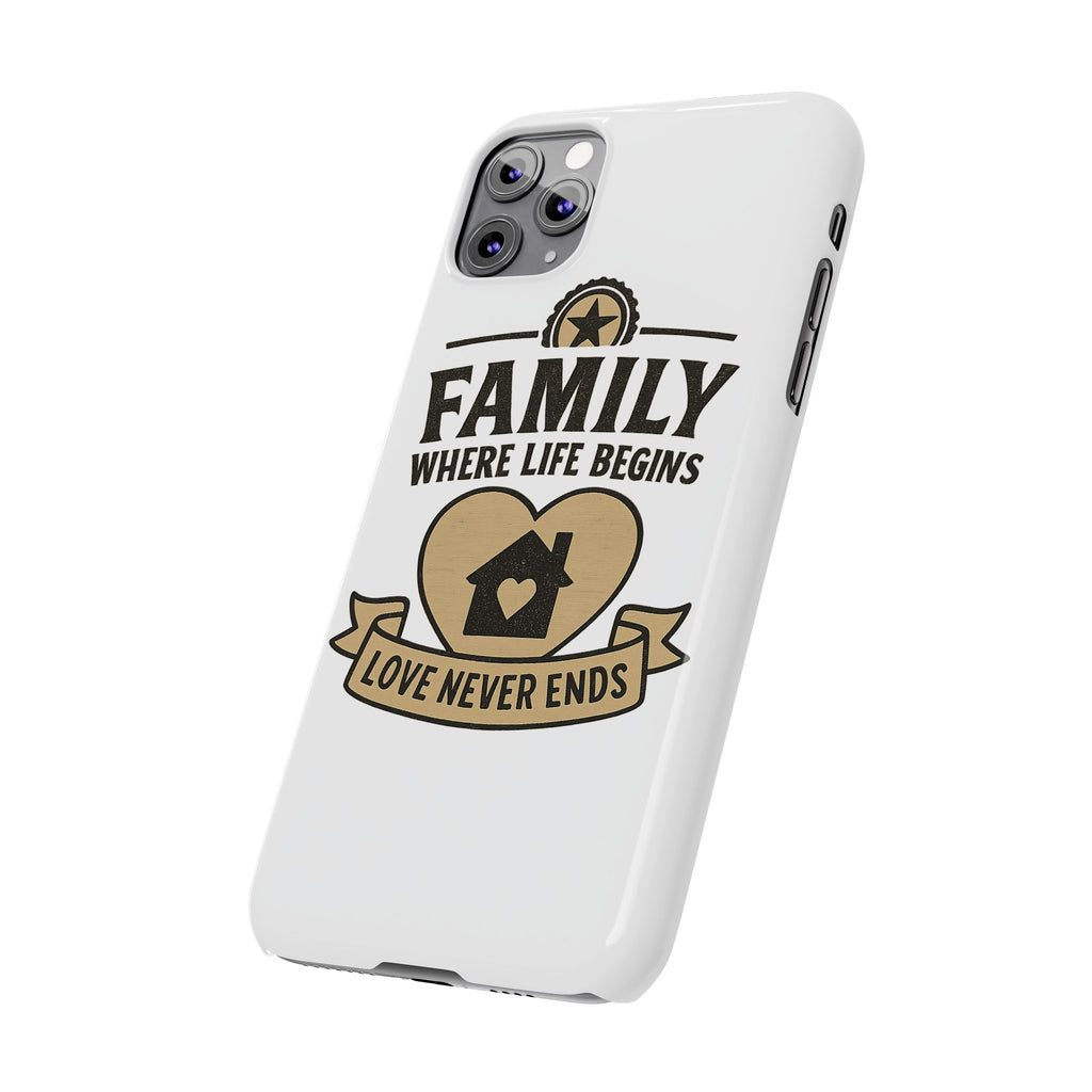 Family Where Life Begins Love Never Ends Phone Case, Rustic Farmhouse Gift for Mom Grandma, Mother's Day Gift, Heart Home Decor