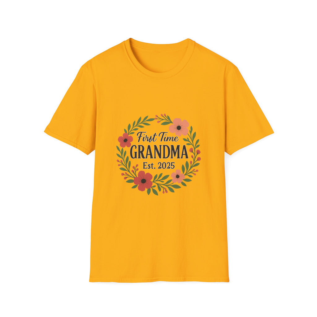 First Time Grandma Est 2025 Shirt New Grandmother Announcement Pregnancy Reveal Gift Floral Wreath Tshirt Mothers Day Gift