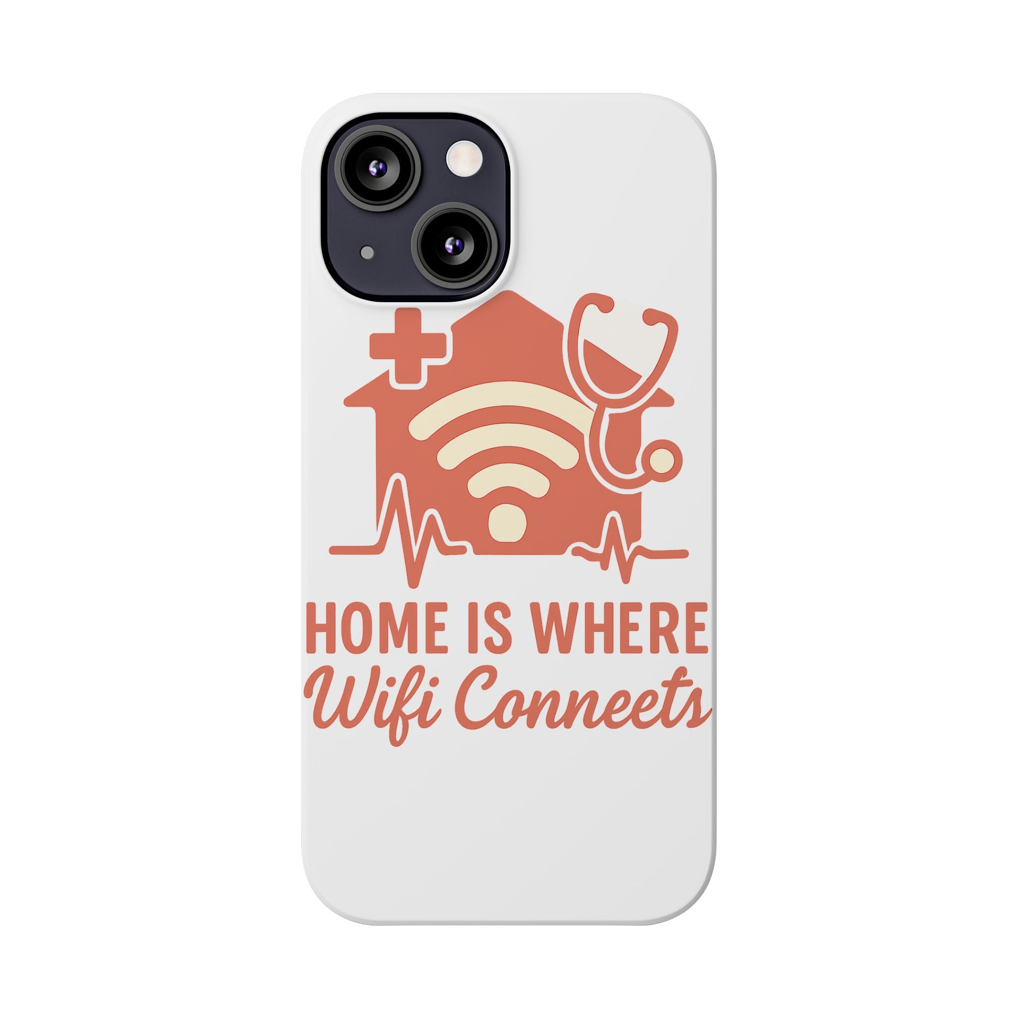 Home Is Where WiFi Connects Phone Case | Funny Tech Lover Gift | Minimalist House Phone Cover | Millennial Gen Z Humor Case