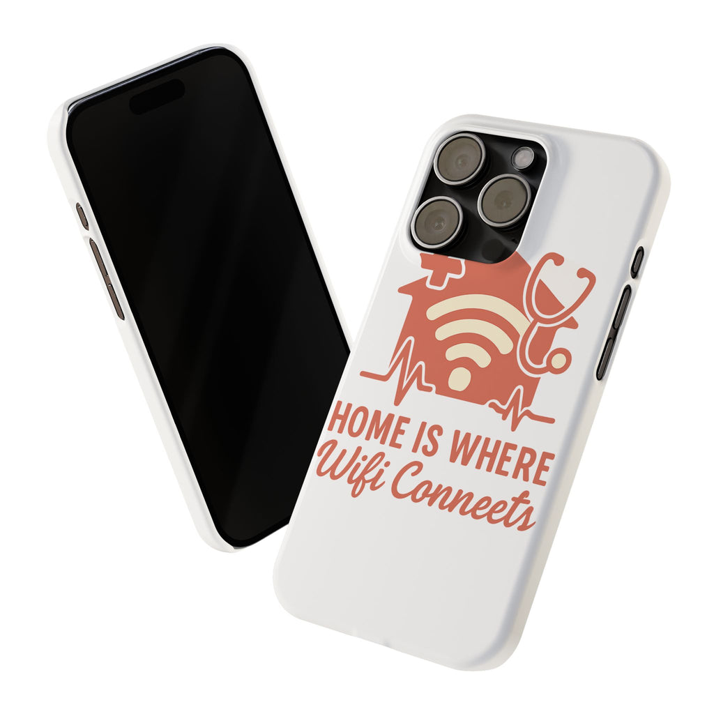 Home Is Where WiFi Connects Phone Case | Funny Tech Lover Gift | Minimalist House Phone Cover | Millennial Gen Z Humor Case