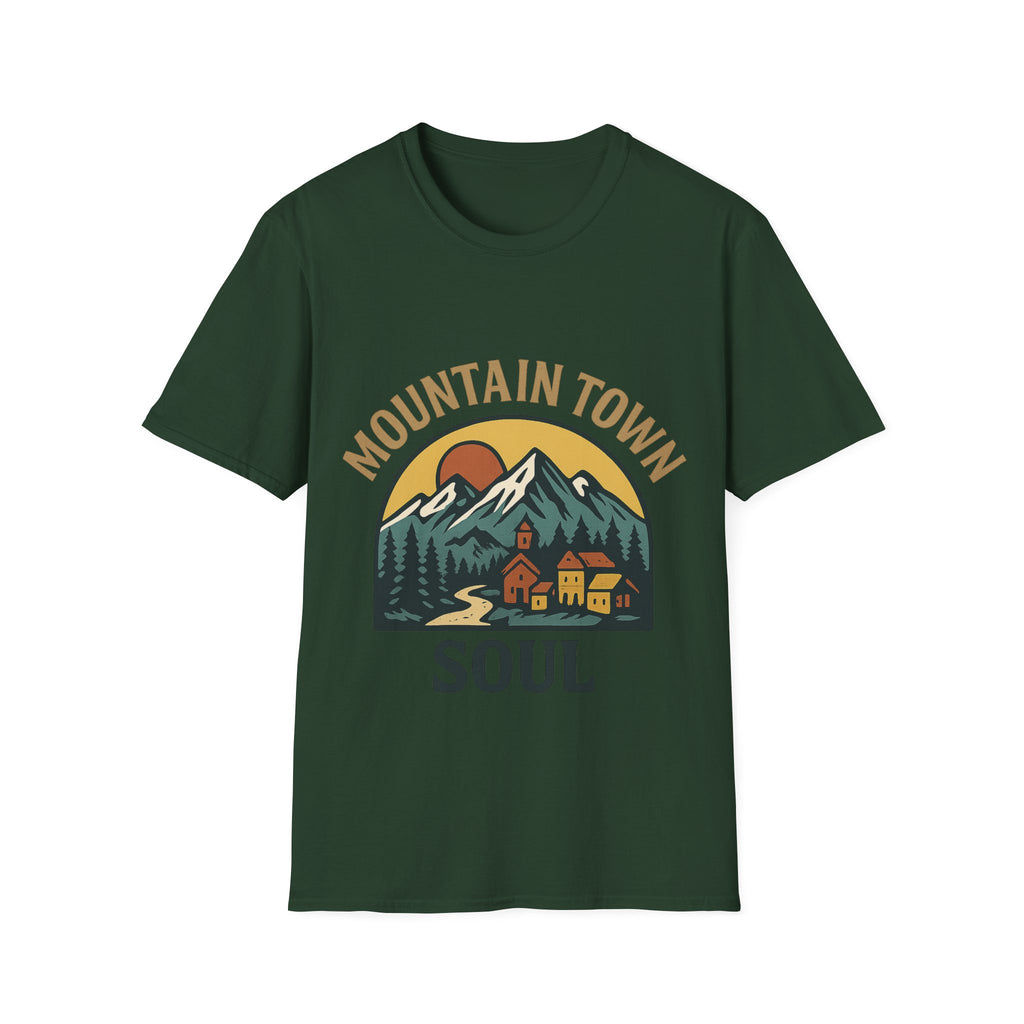 Mountain Town Soul Vintage Hiking Tee Raised on Mountain Air Shirt Wilderness Outdoor Adventure Gift Alpine Heritage Retro Tshirt