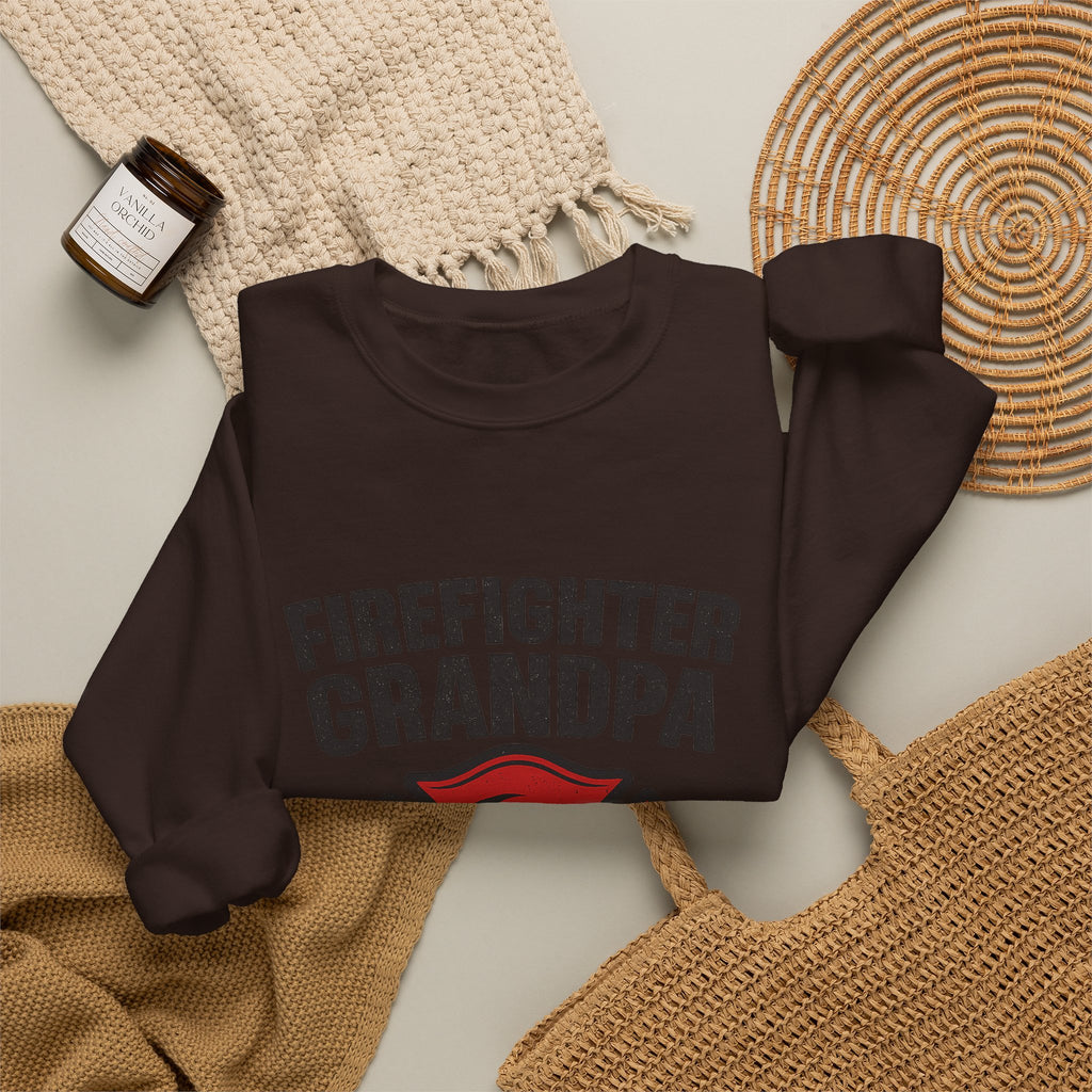 Firefighter Grandpa Sweatshirt My Hero Forever Gift Vintage Fire Station Badge Grandparents Day Fireman Grandfather Shirt