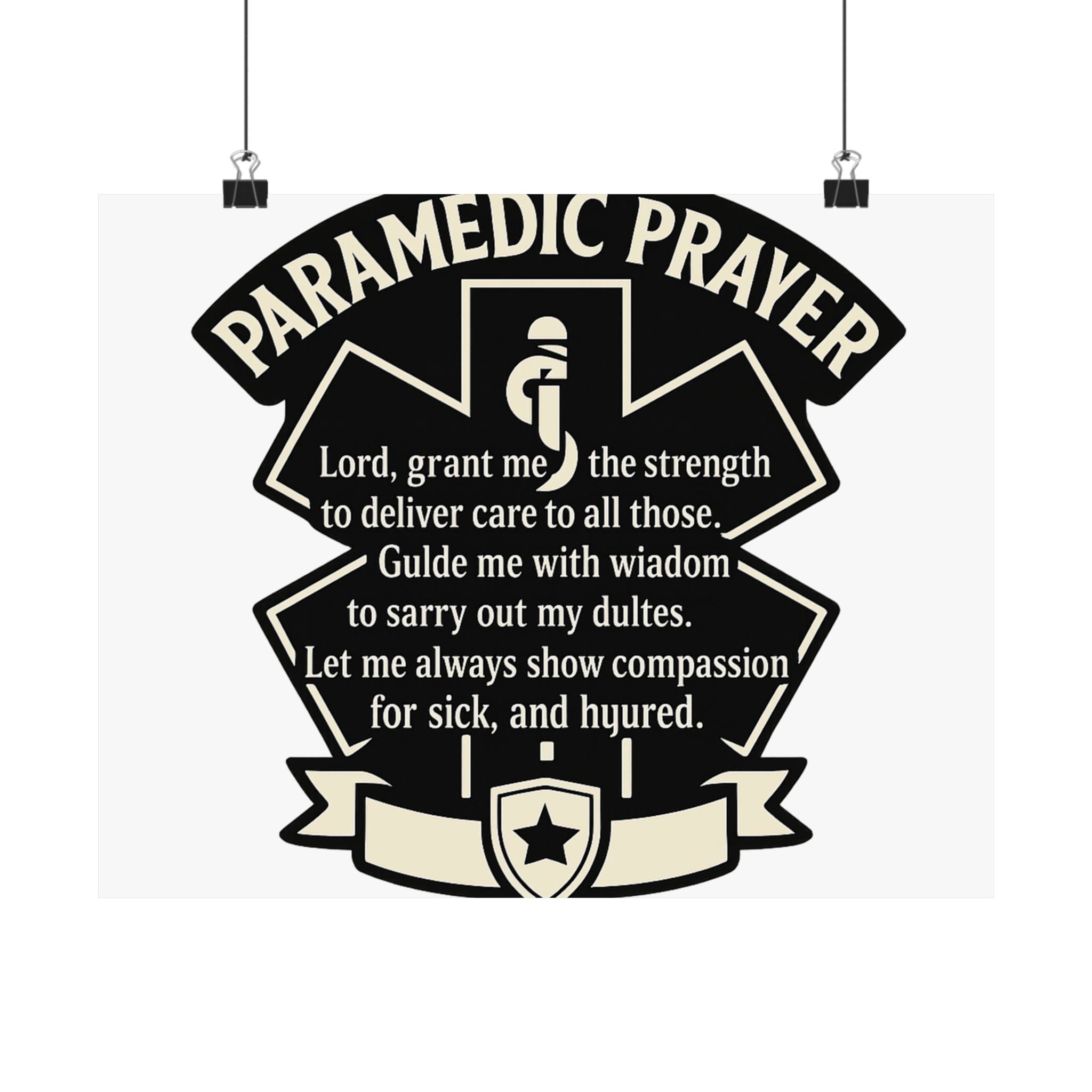 Paramedic Prayer Poster, EMS Gift, Star of Life Wall Art, Paramedic Graduation Gift, EMT Decor, First Responder Print, Thin White Line