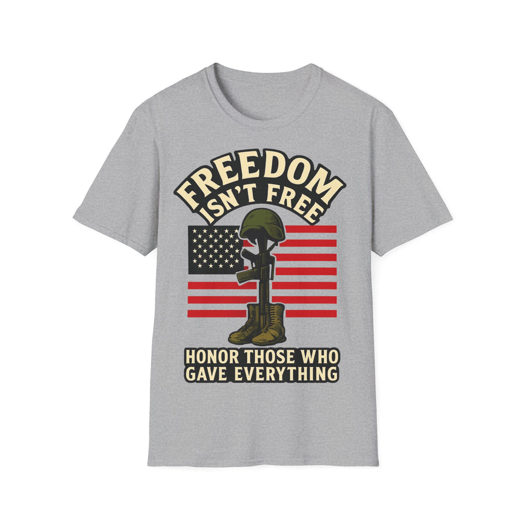 Freedom Isn't Free Shirt Veterans Day Memorial Tribute Tshirt Military Sacrifice Patriotic Remembrance Gift Battlefield Cross Tee